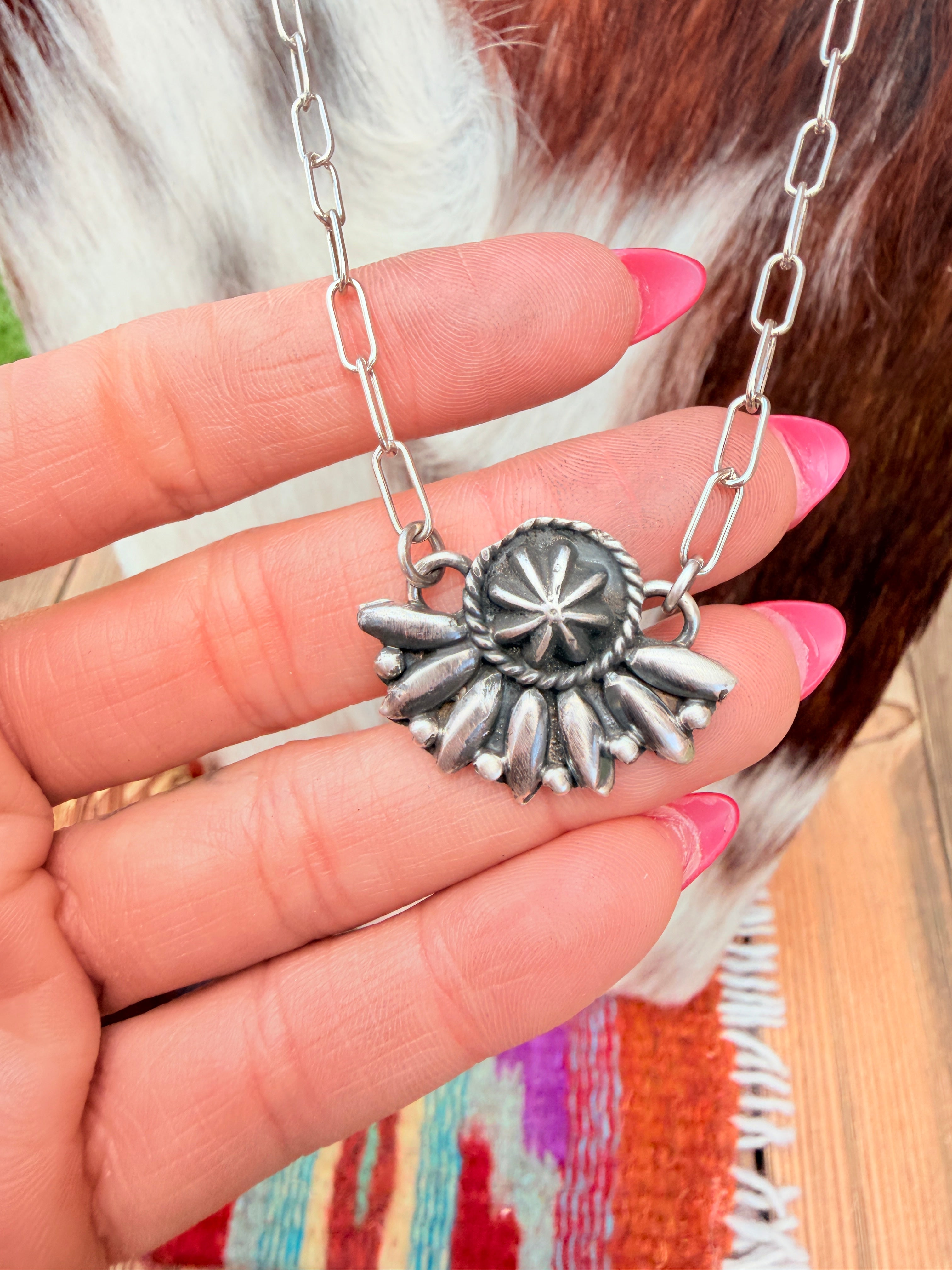 Handcrafted Sterling Silver Concho Necklace