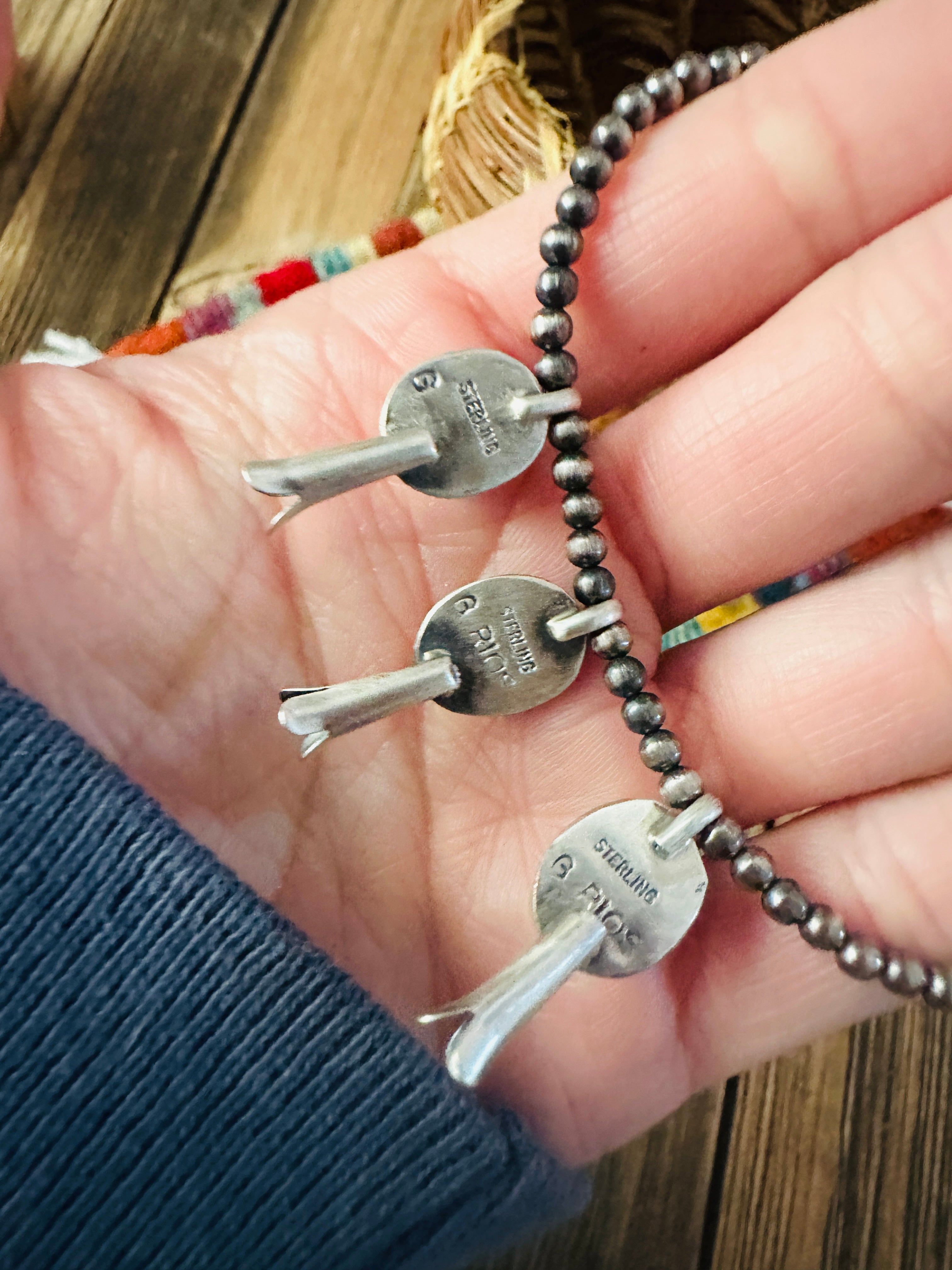 Handcrafted 3mm Sterling Silver Pearl, Turquoise & Spiny Oyster Blossom Stretch Bracelet