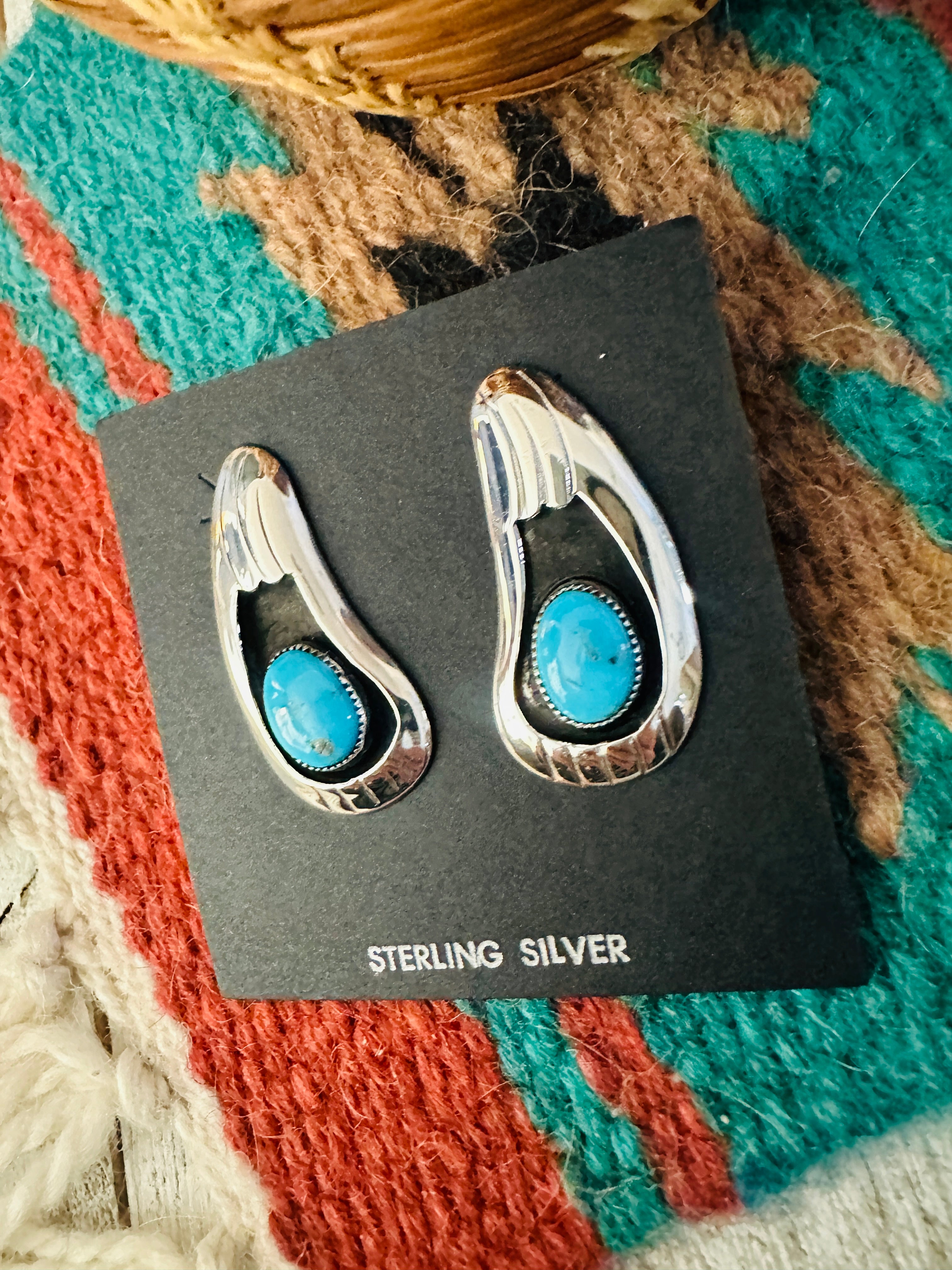 Handcrafted Turquoise and Sterling Silver Shadowbox Earrings