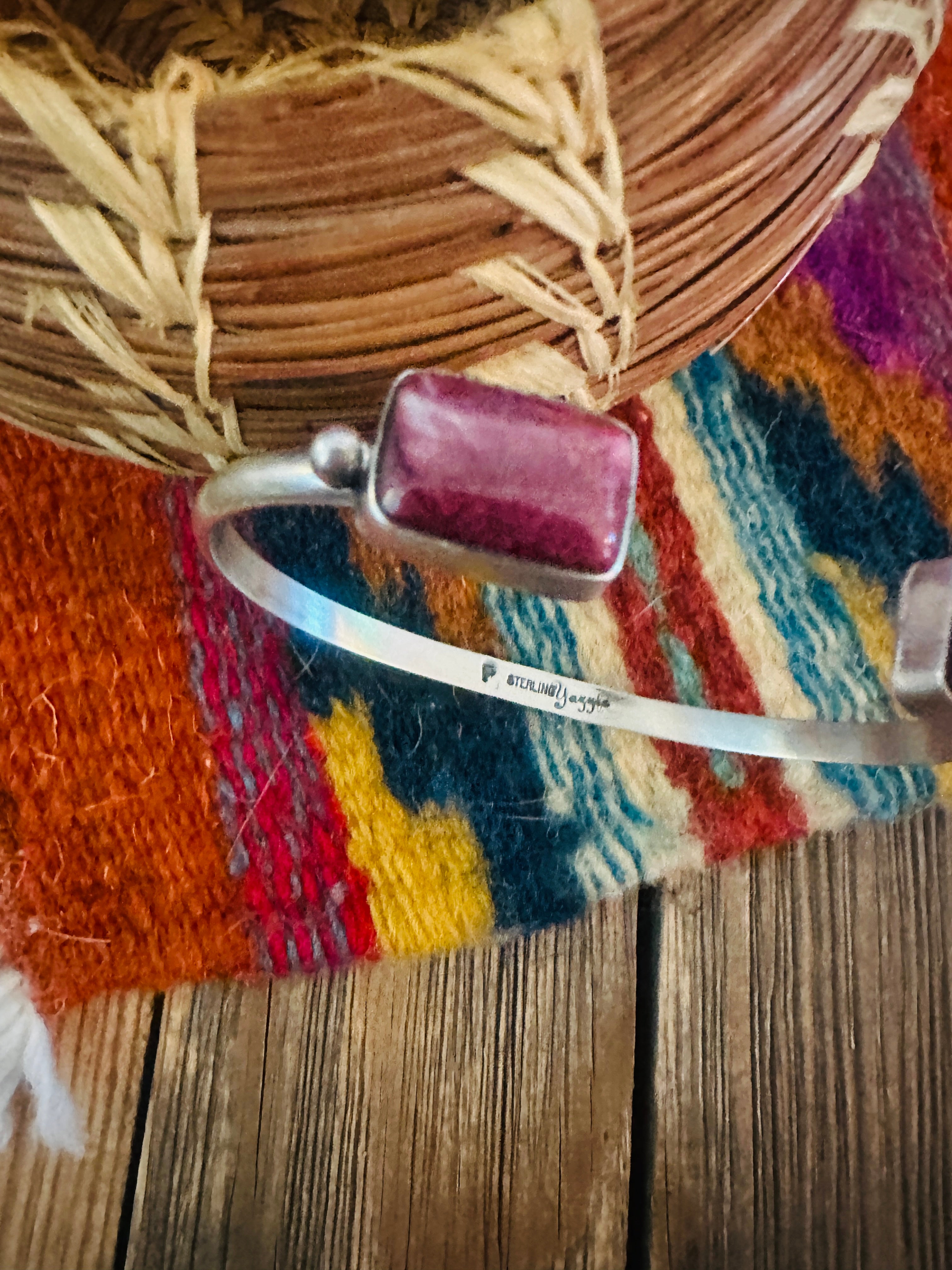 Handcrafted Purple Spiny Oyster & Sterling Silver Floating Cuff Bracelet