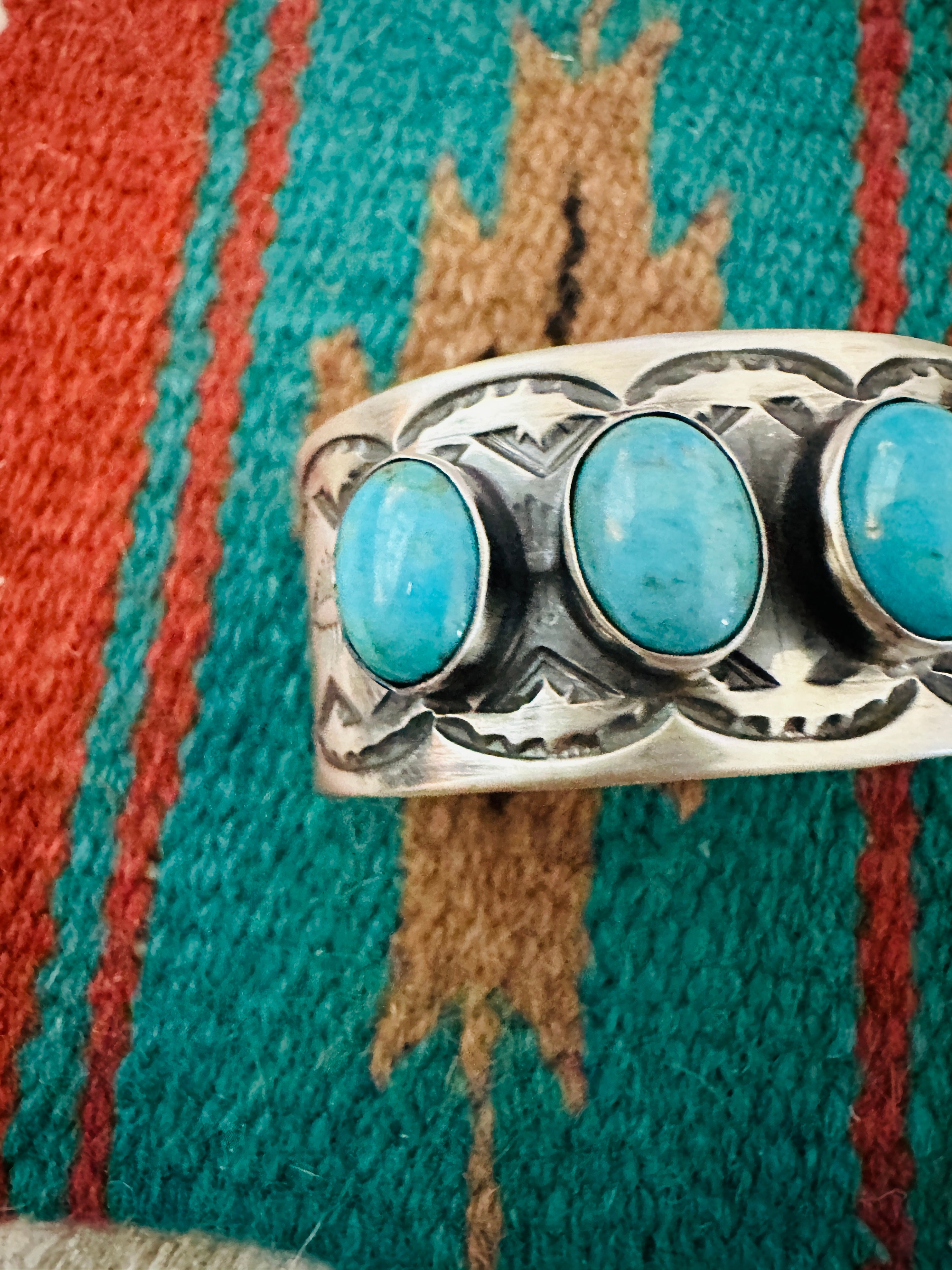 Handcrafted Sterling Silver & Turquoise Cuff Bracelet by Chimney Butte /