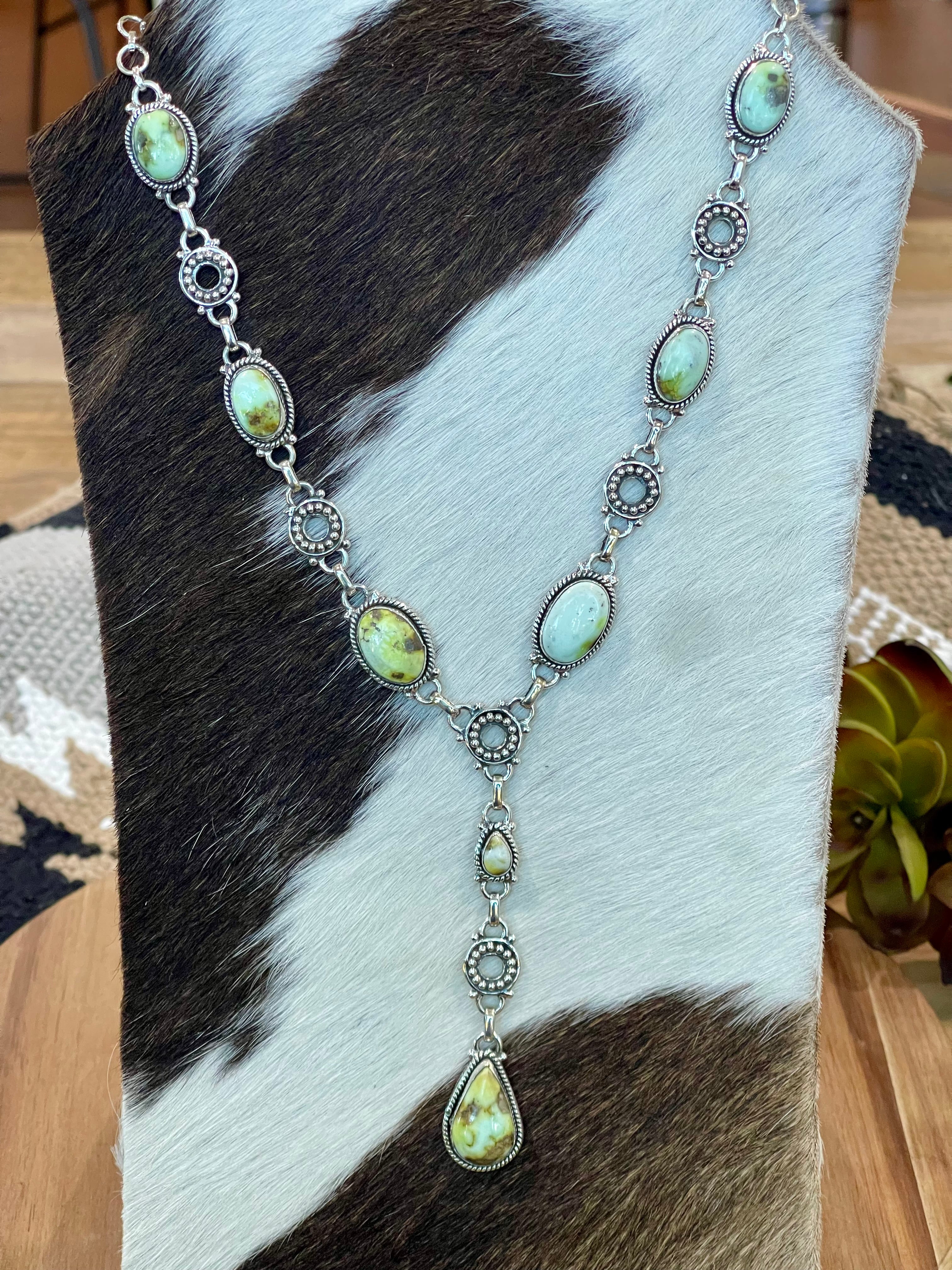 Handmade Sterling Silver & Palomino Lariat Necklace