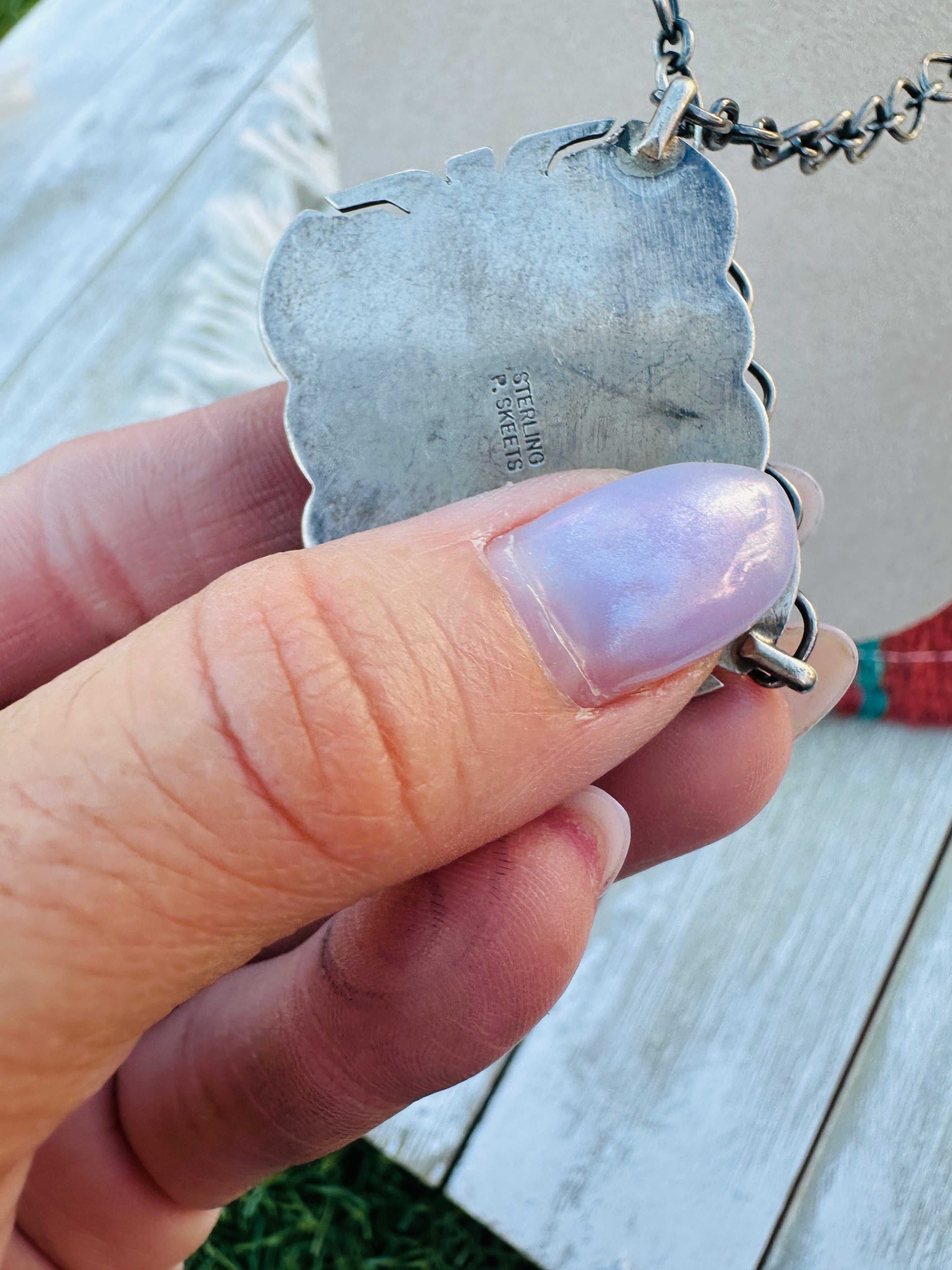 Handcrafted Sterling Silver 18” Link Chain & Turquoise Necklace