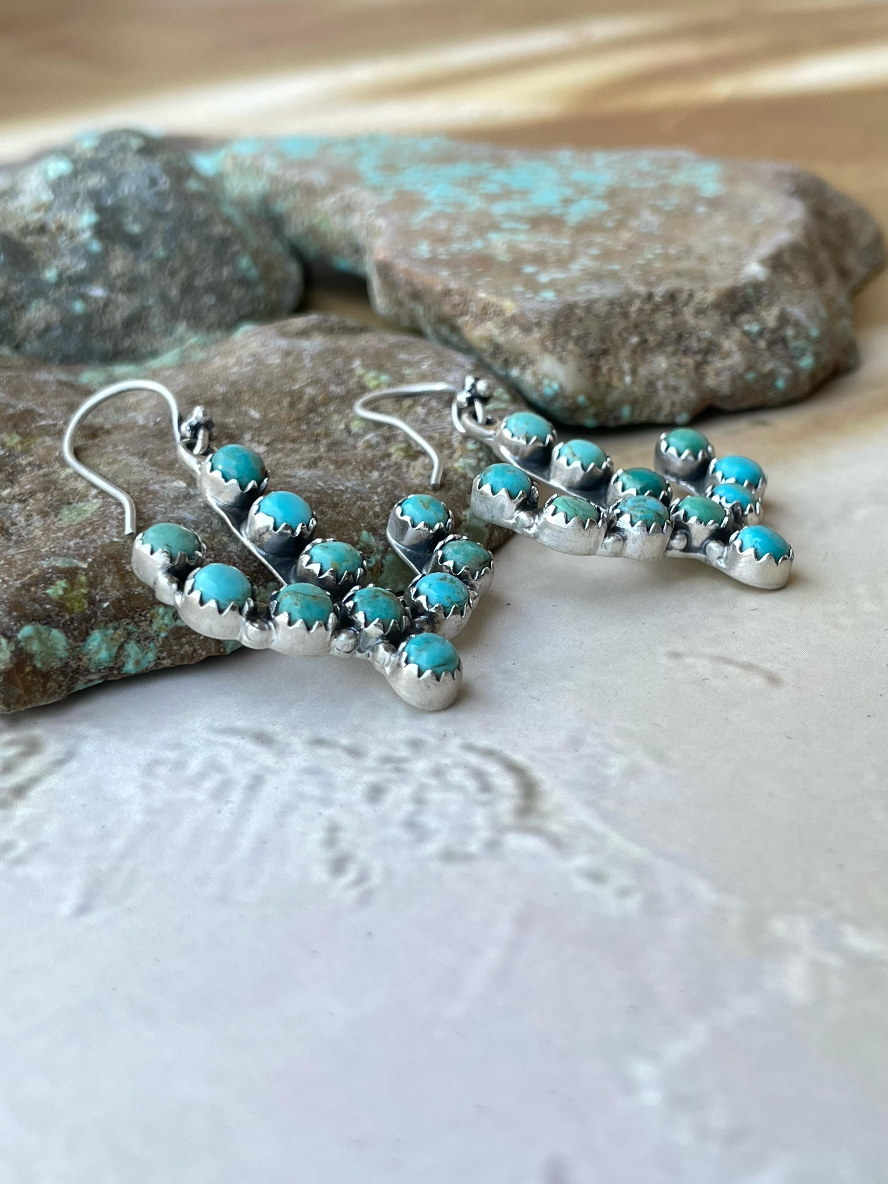 Handmade Sterling Silver & Turquoise Saguaro Cactus Earrings