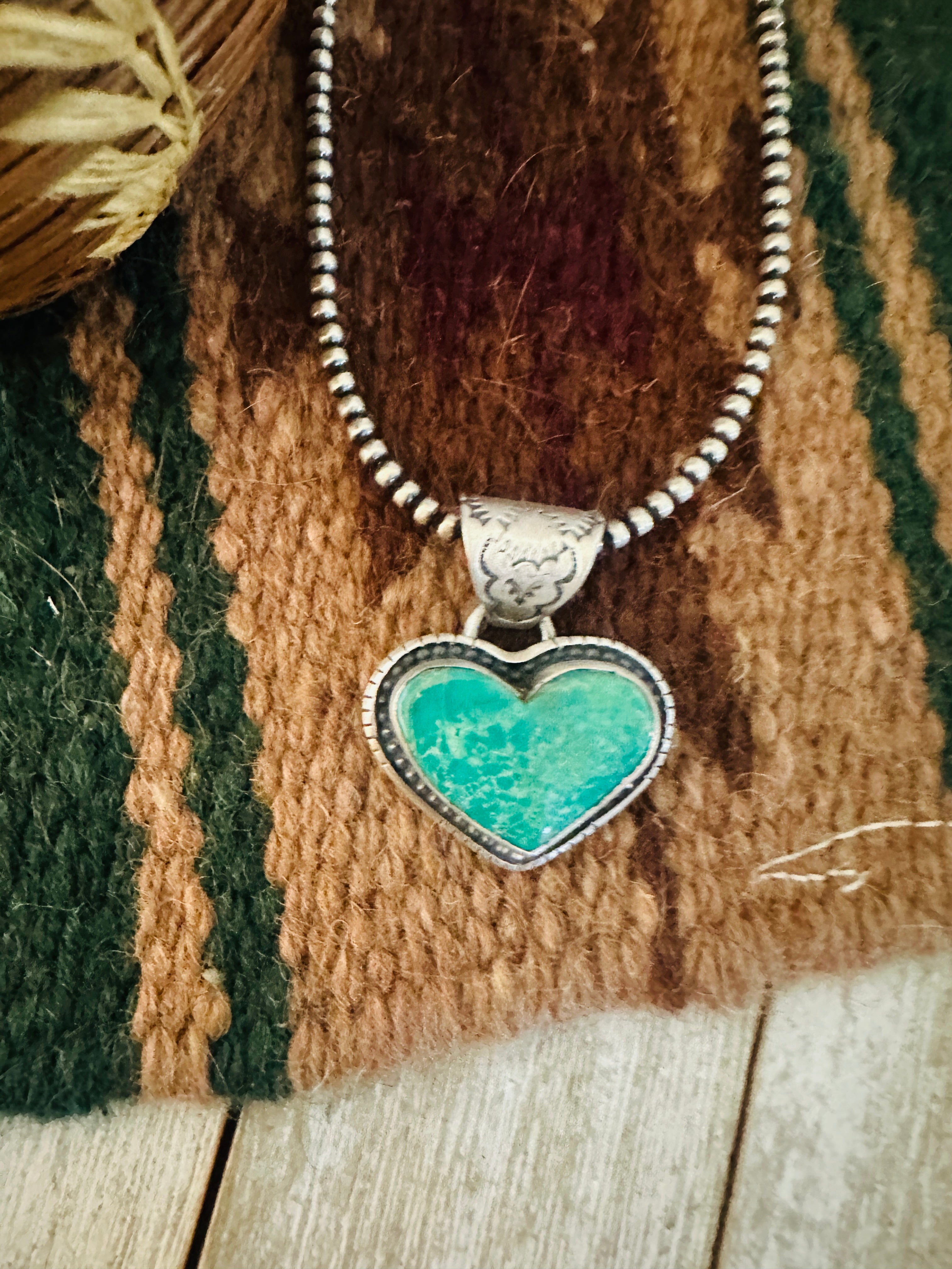 Handmade Turquoise & Sterling Silver Heart Pendant