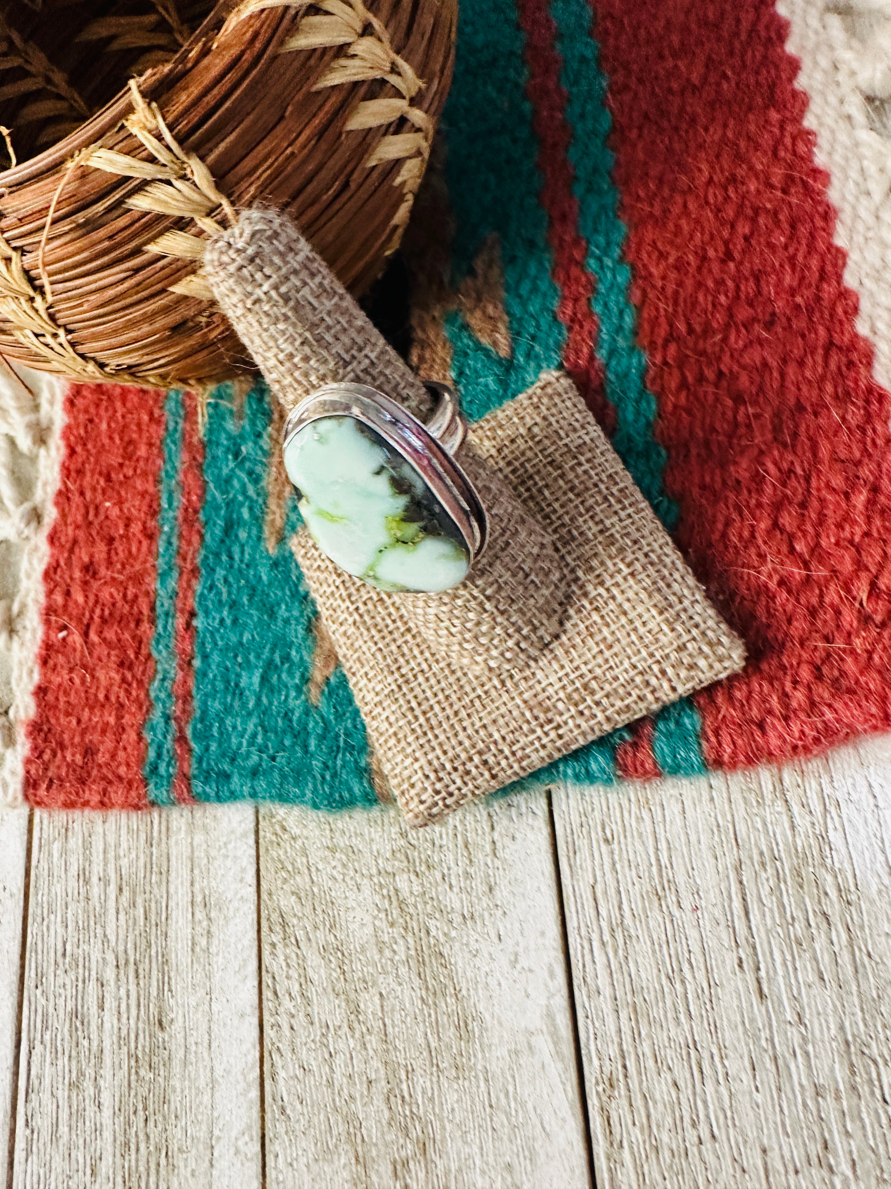 Handcrafted Palomino Turquoise & Sterling Silver Ring size 7.5