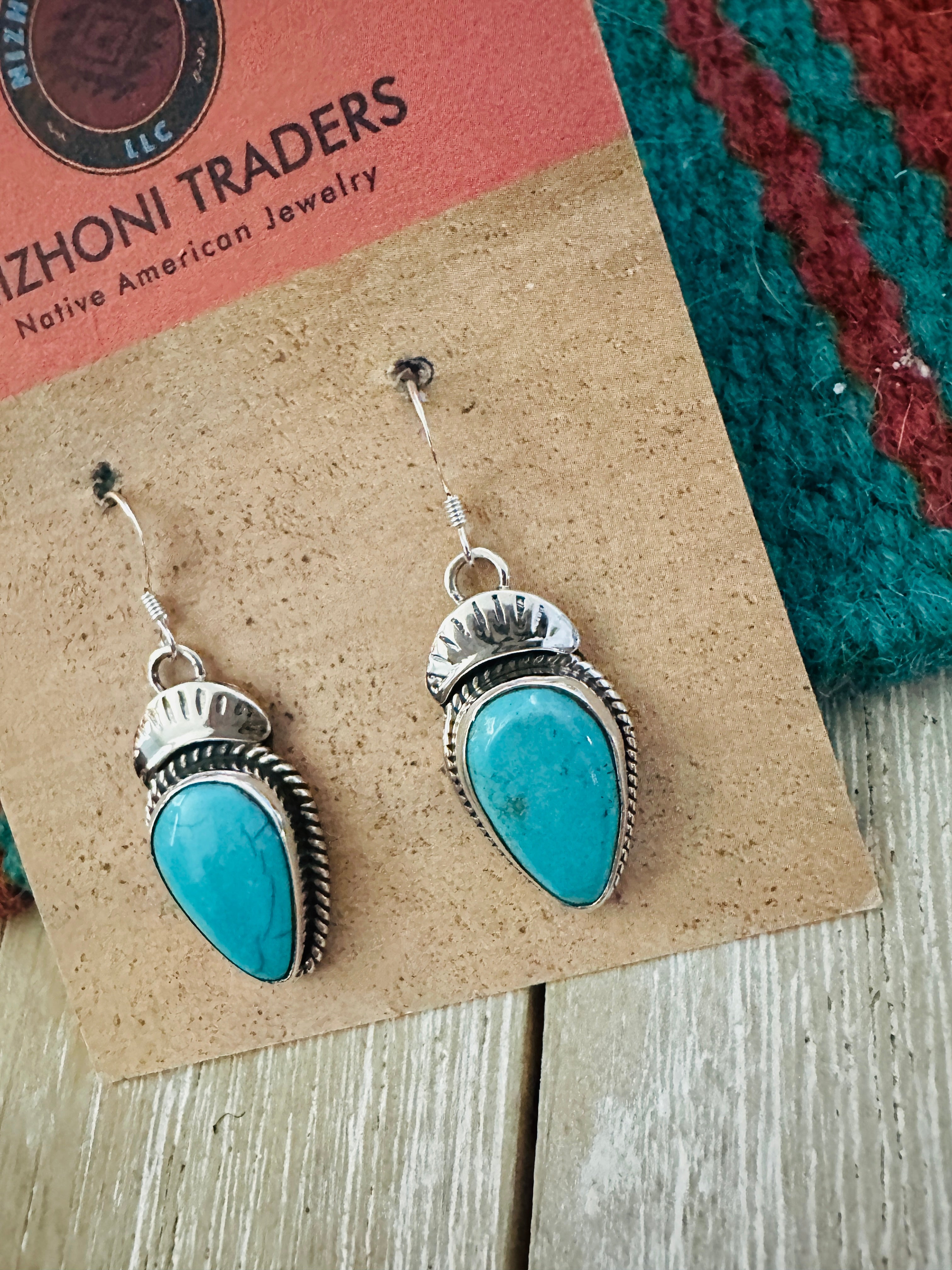 Handcrafted Turquoise & Sterling Silver Dangle Earrings