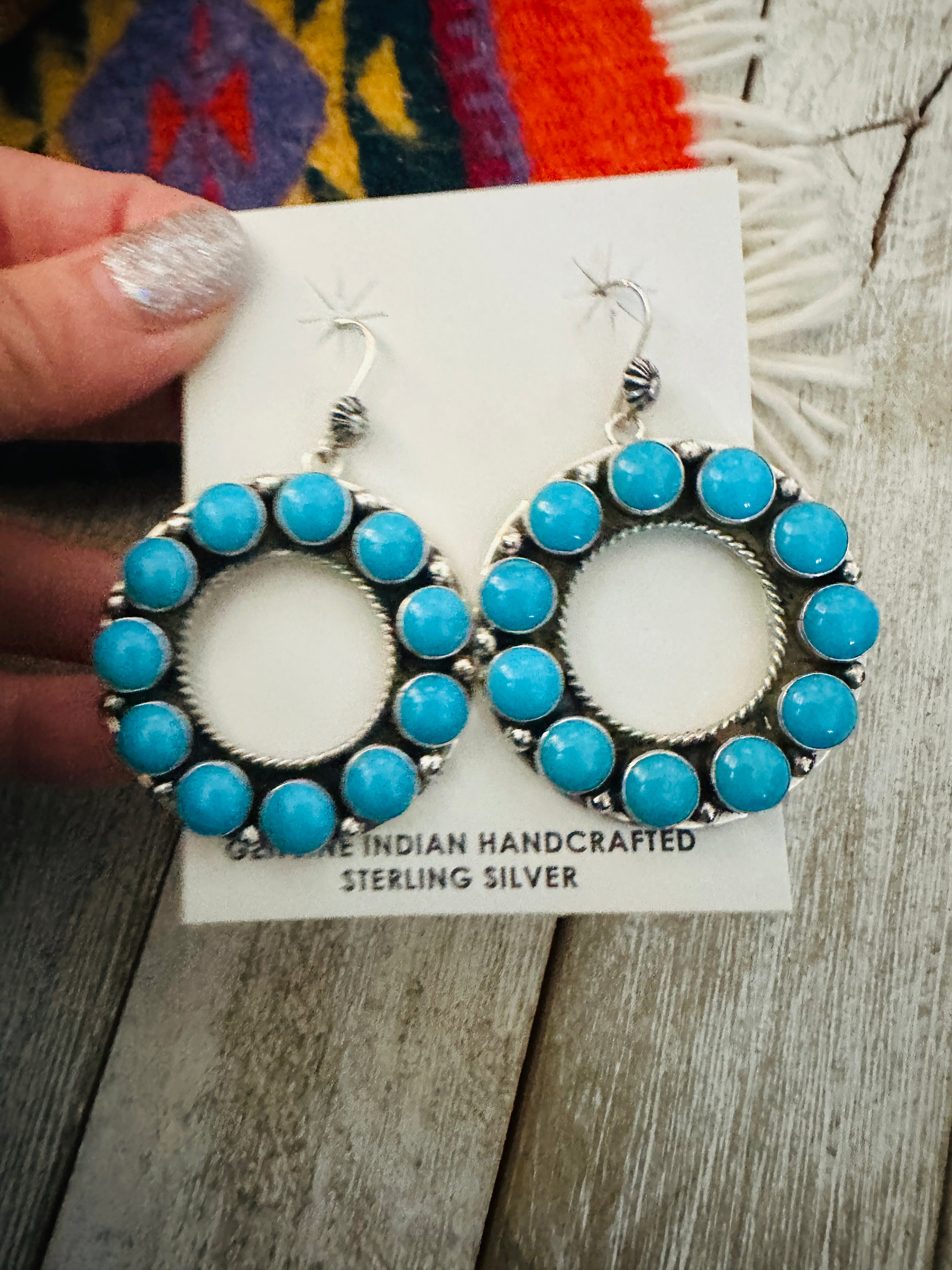 Handcrafted Sterling Silver & Sleeping Beauty Turquoise Cluster Dangle Earrings