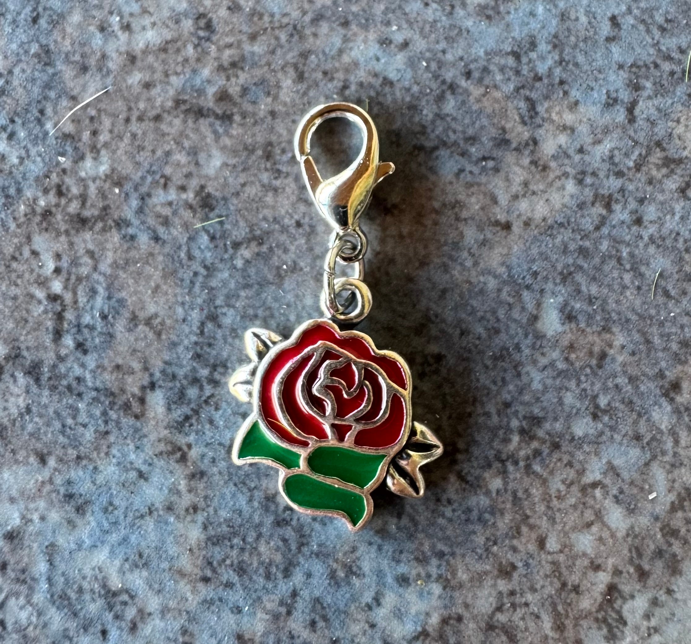 Handcrafted Sterling Silver Red Rose Charm