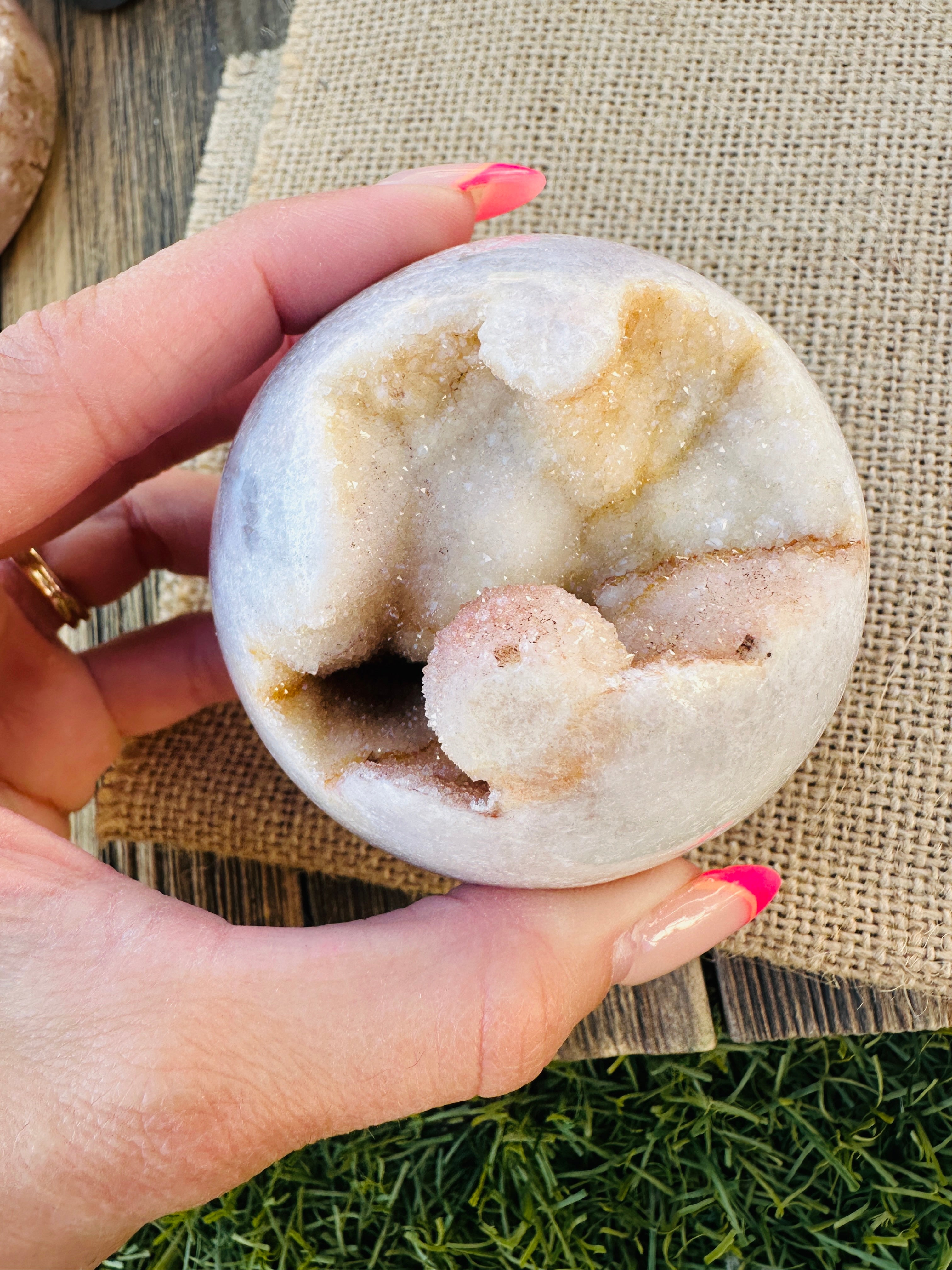 ✨ Nizhoni Crystals ✨ Pink Amethyst Geode Sphere