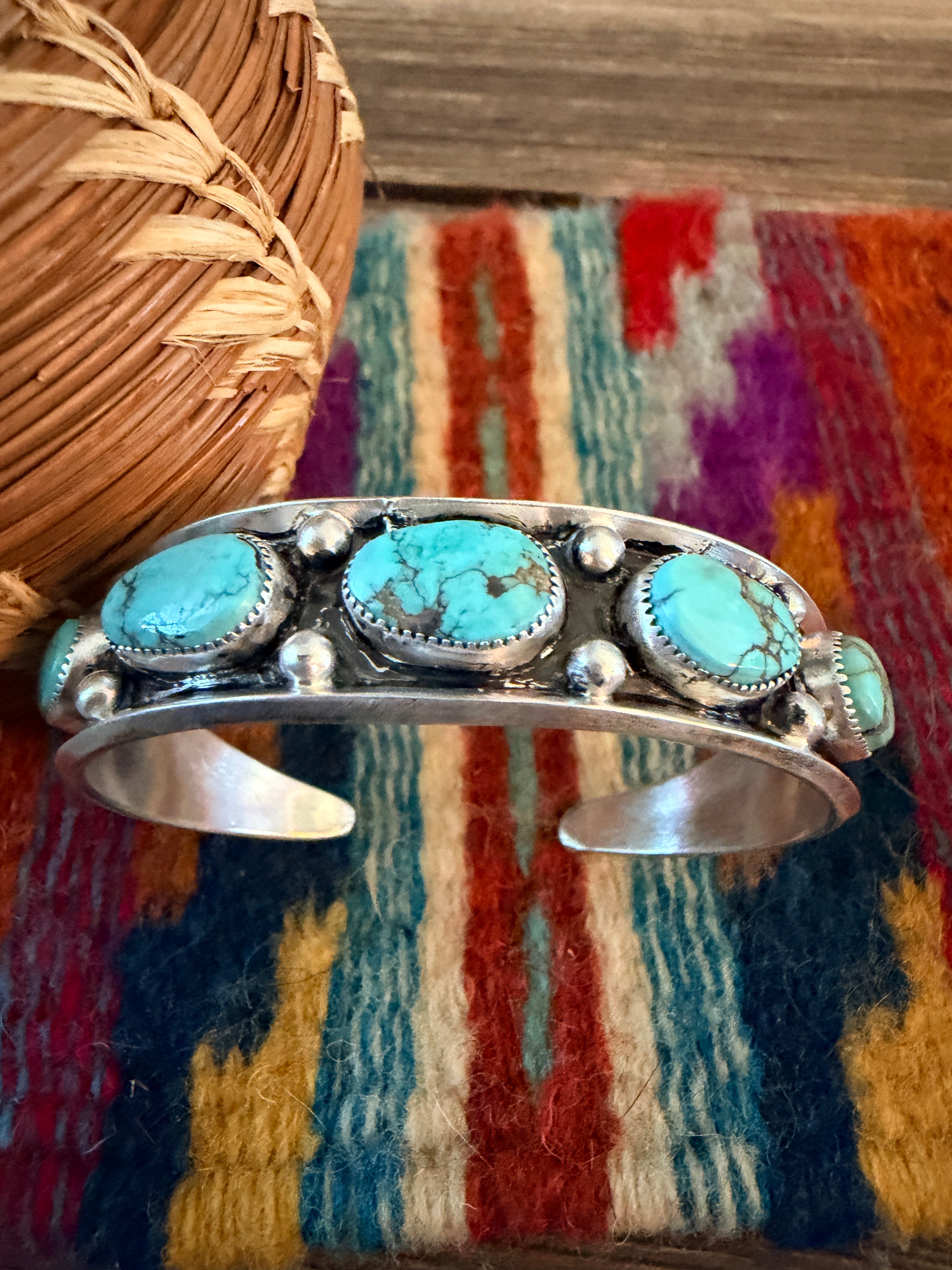 Handcrafted Royston Turquoise & Sterling Silver Cuff Bracelet by Paul Largo