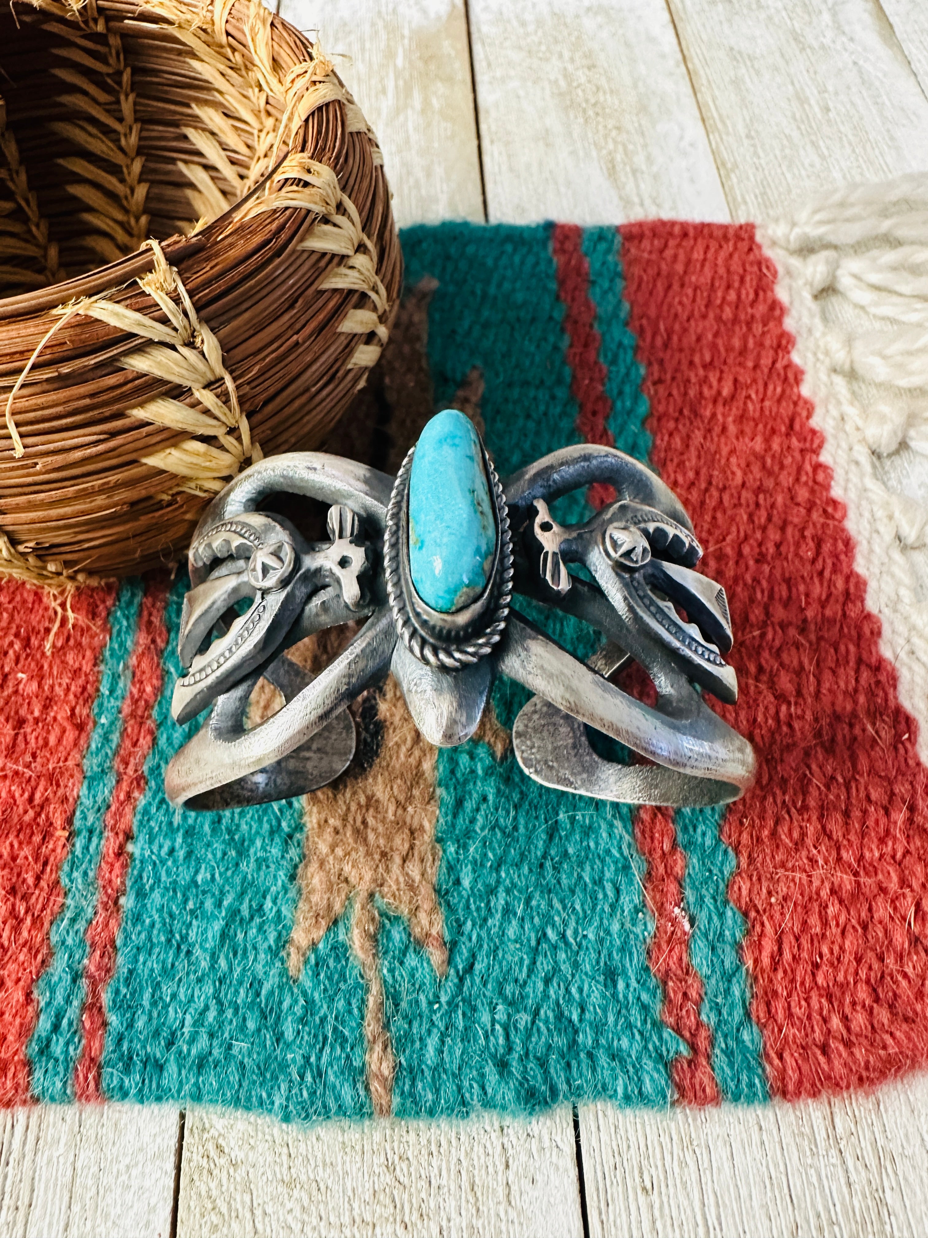 Handcrafted Turquoise & Sterling Silver Cuff Bracelet by Chimney Butte