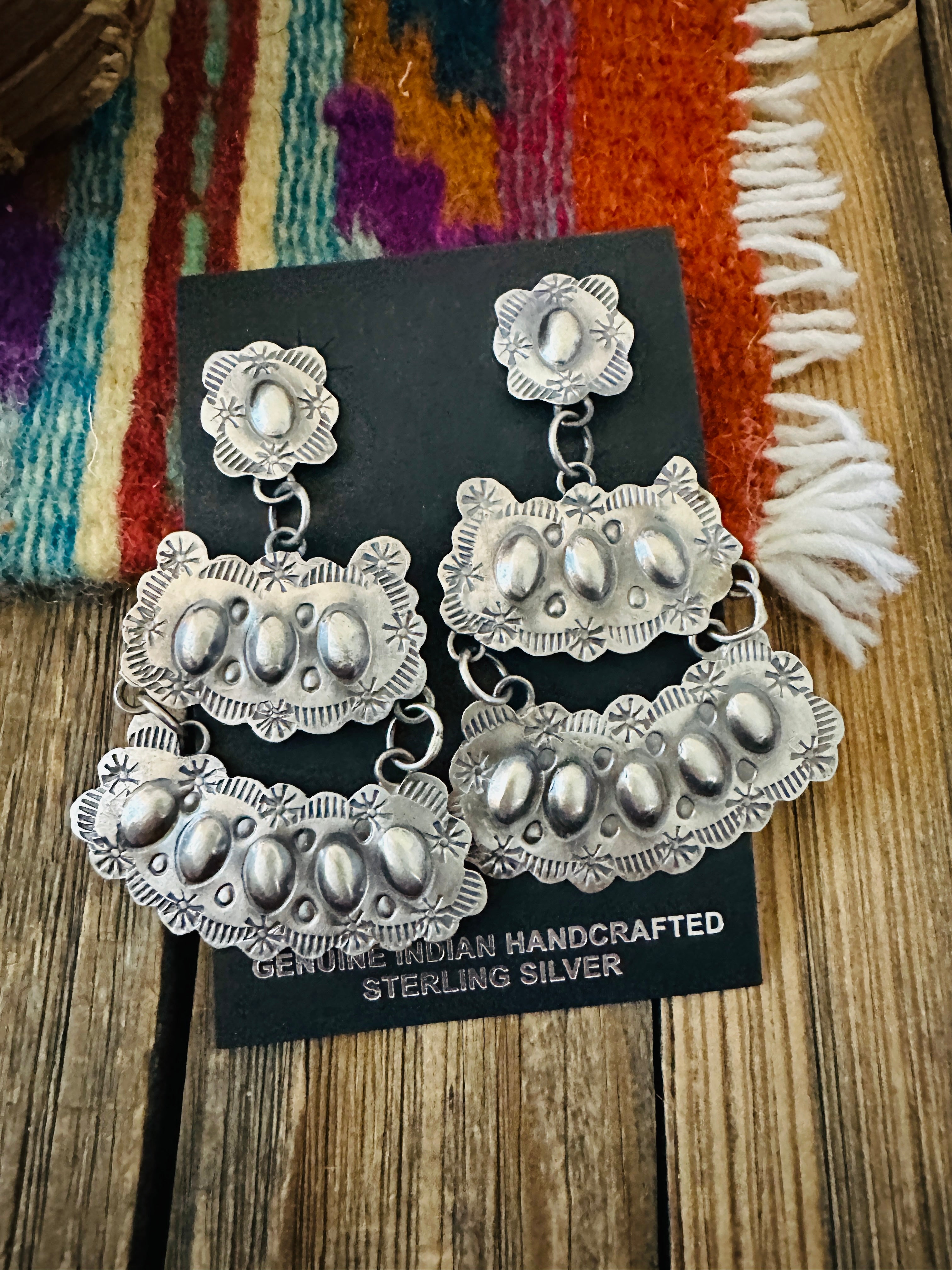 Handcrafted Sterling Silver Concho Dangle Earrings