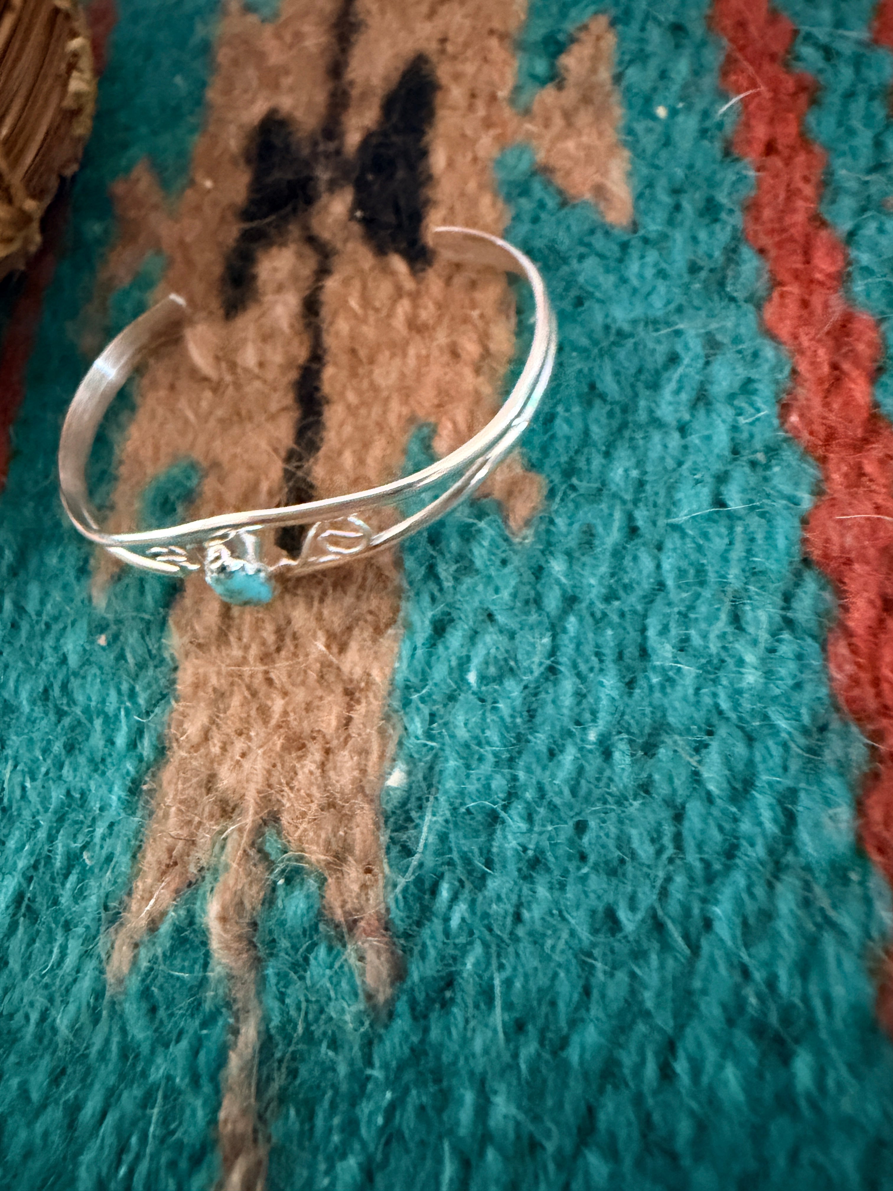 Handcrafted Turquoise & Sterling Silver Baby Cuff Bracelet
