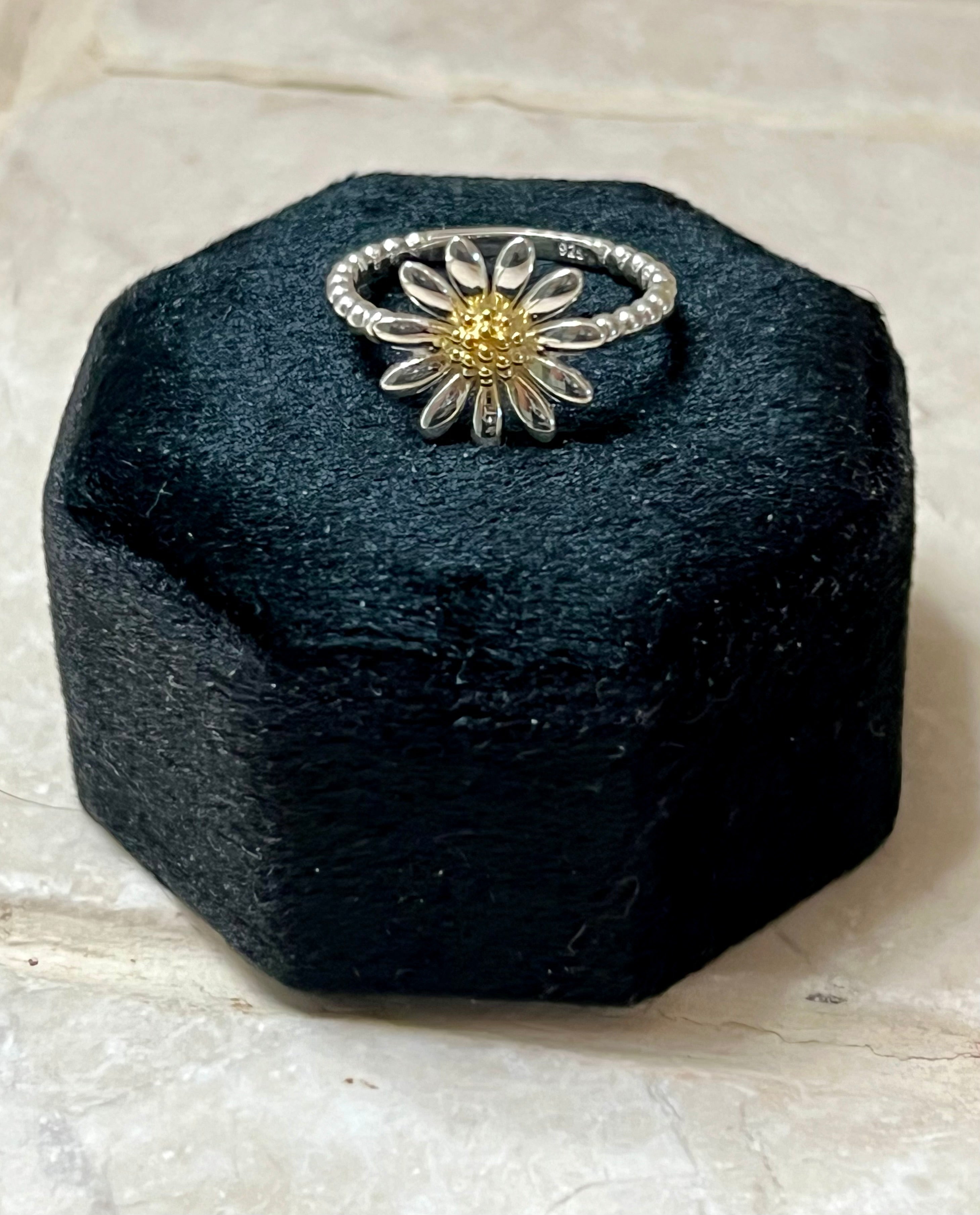 14k Gold Daisy Sterling Silver Ring