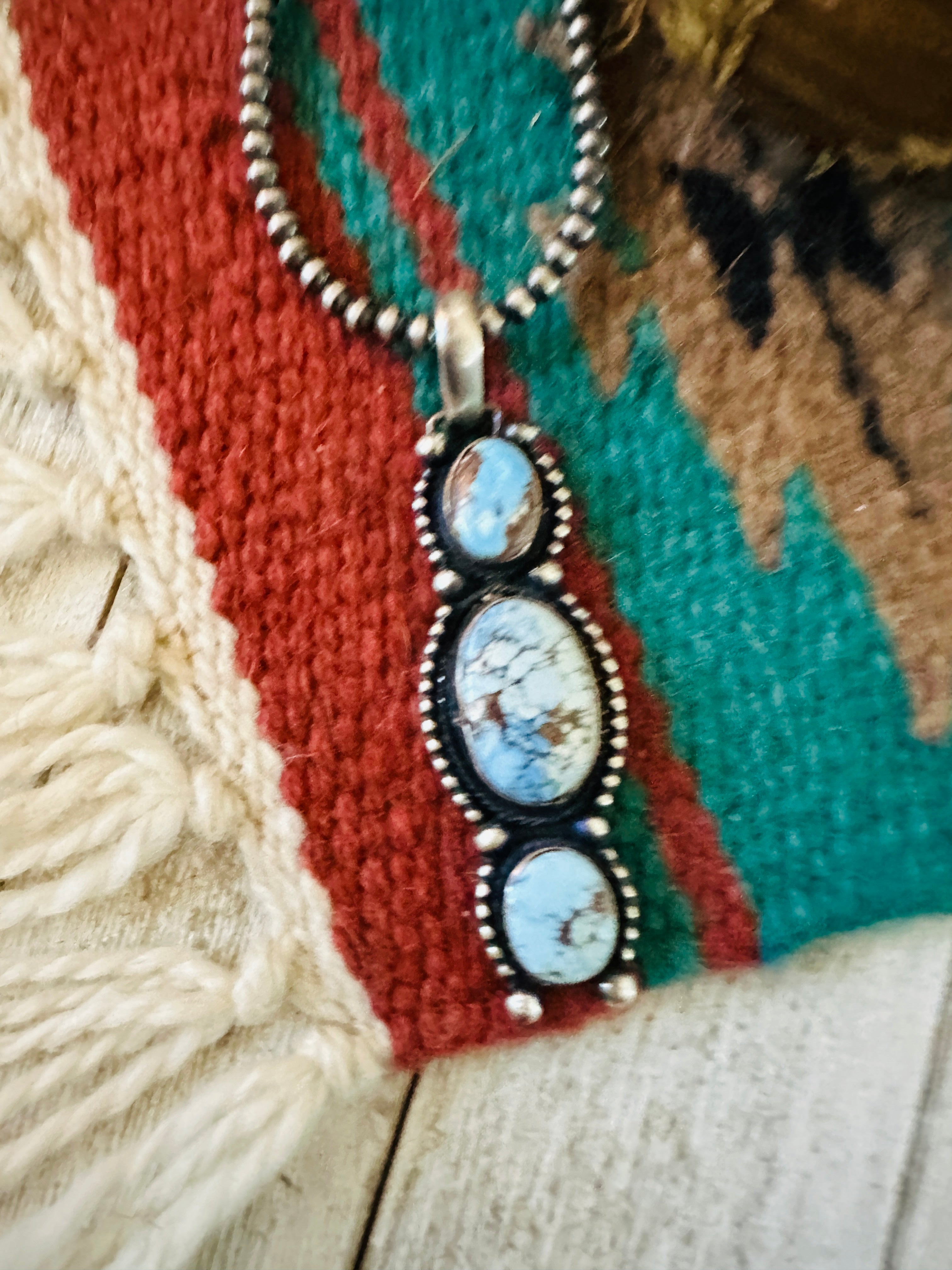 Handcrafted Golden Hills Turquoise & Sterling Silver Pendant