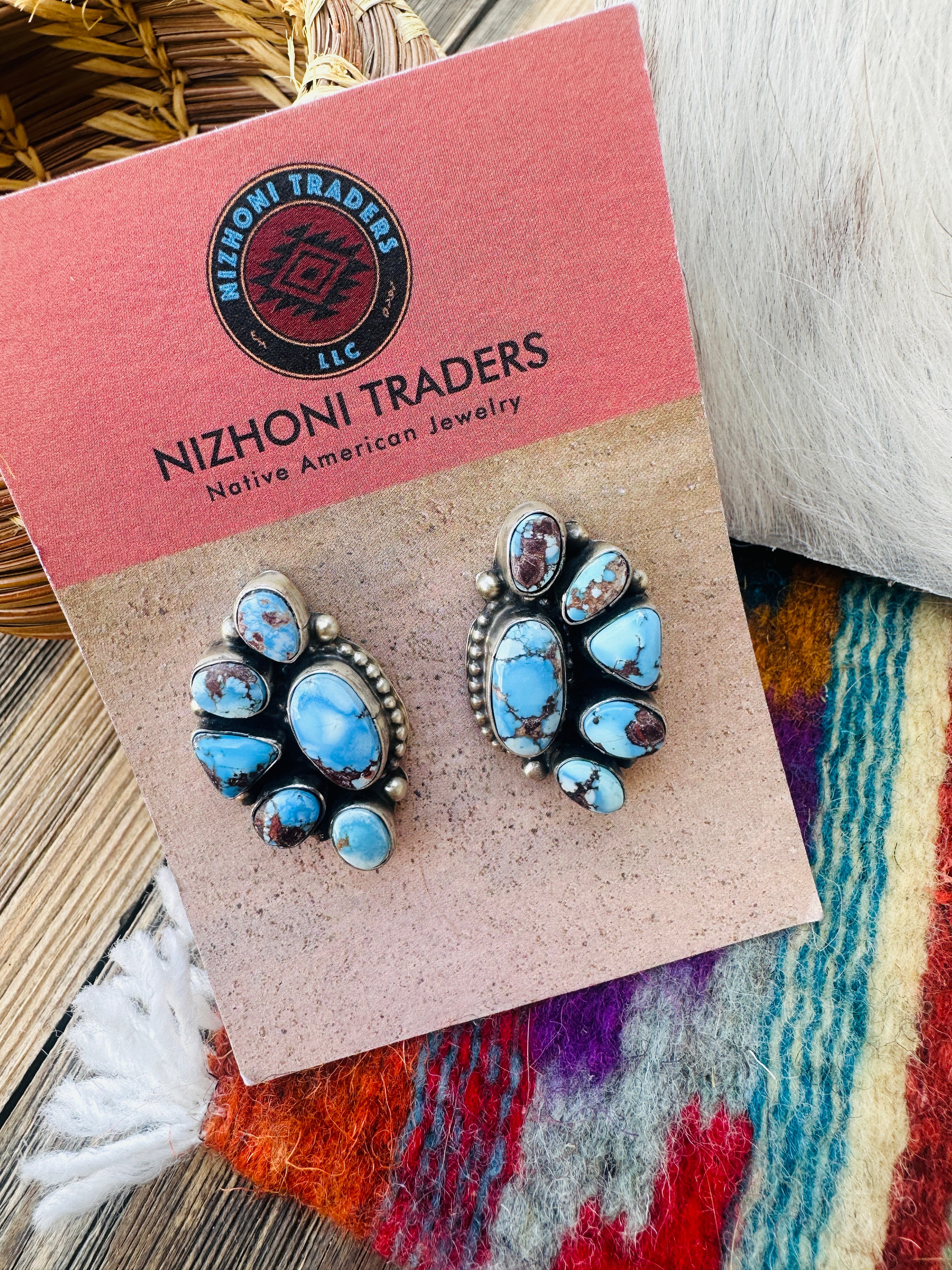 Handcrafted Golden Hills Turquoise & Sterling Silver Necklace and Earring Set