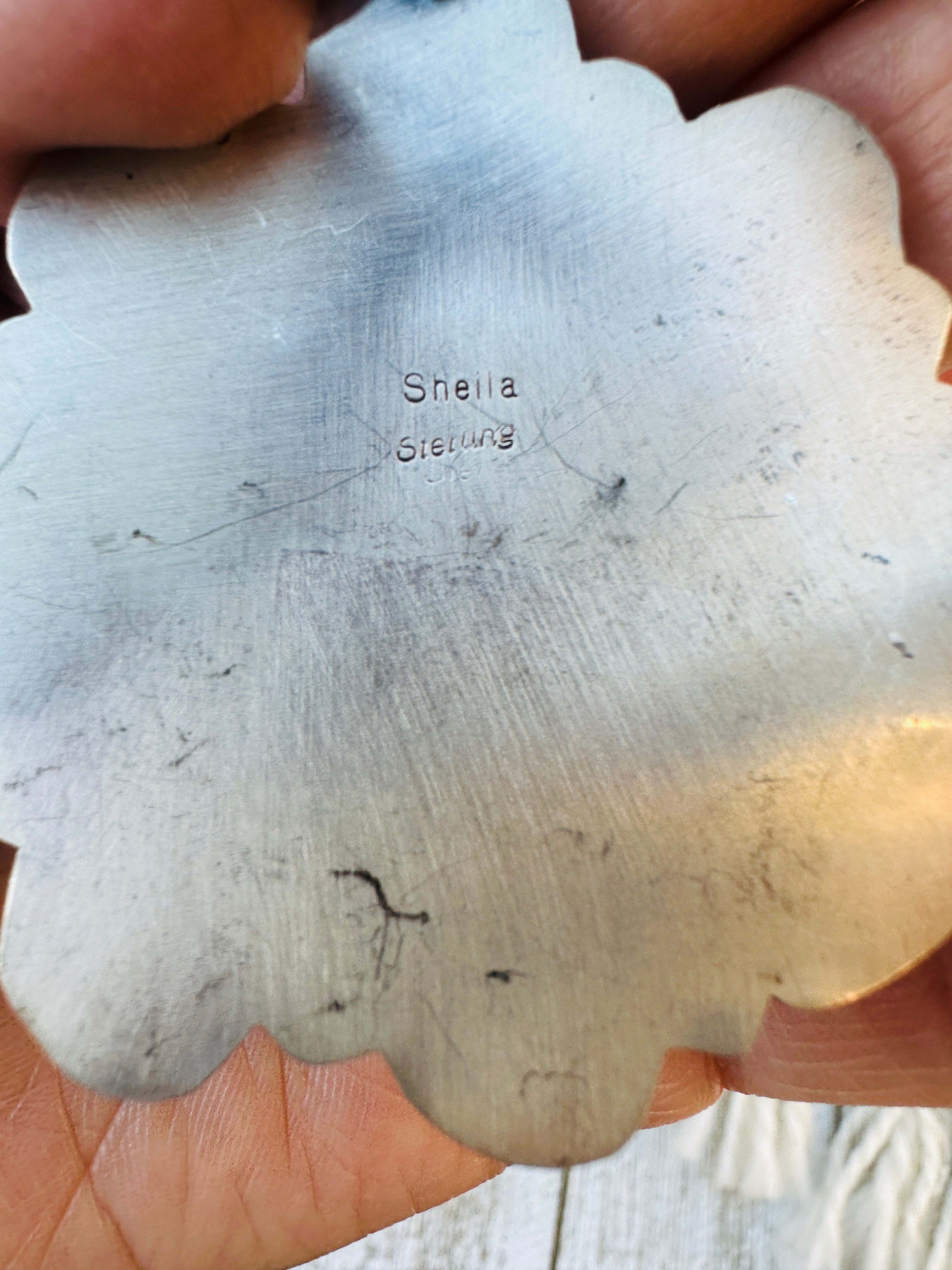 Handcrafted Sonoran Mountain Turquoise & Sterling Silver Necklace and Earring Set by Sheila Becenti