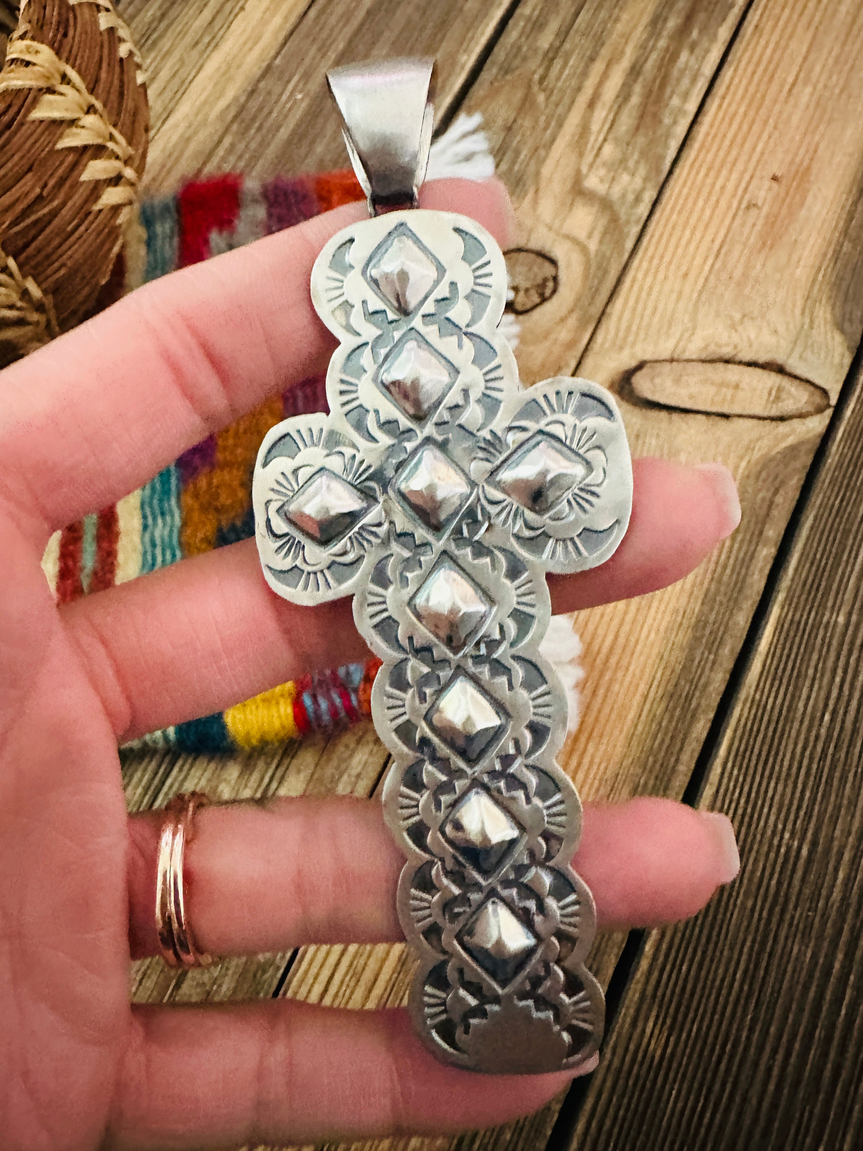 Handcrafted Sterling Silver Cross Pendant by Benson Shorty