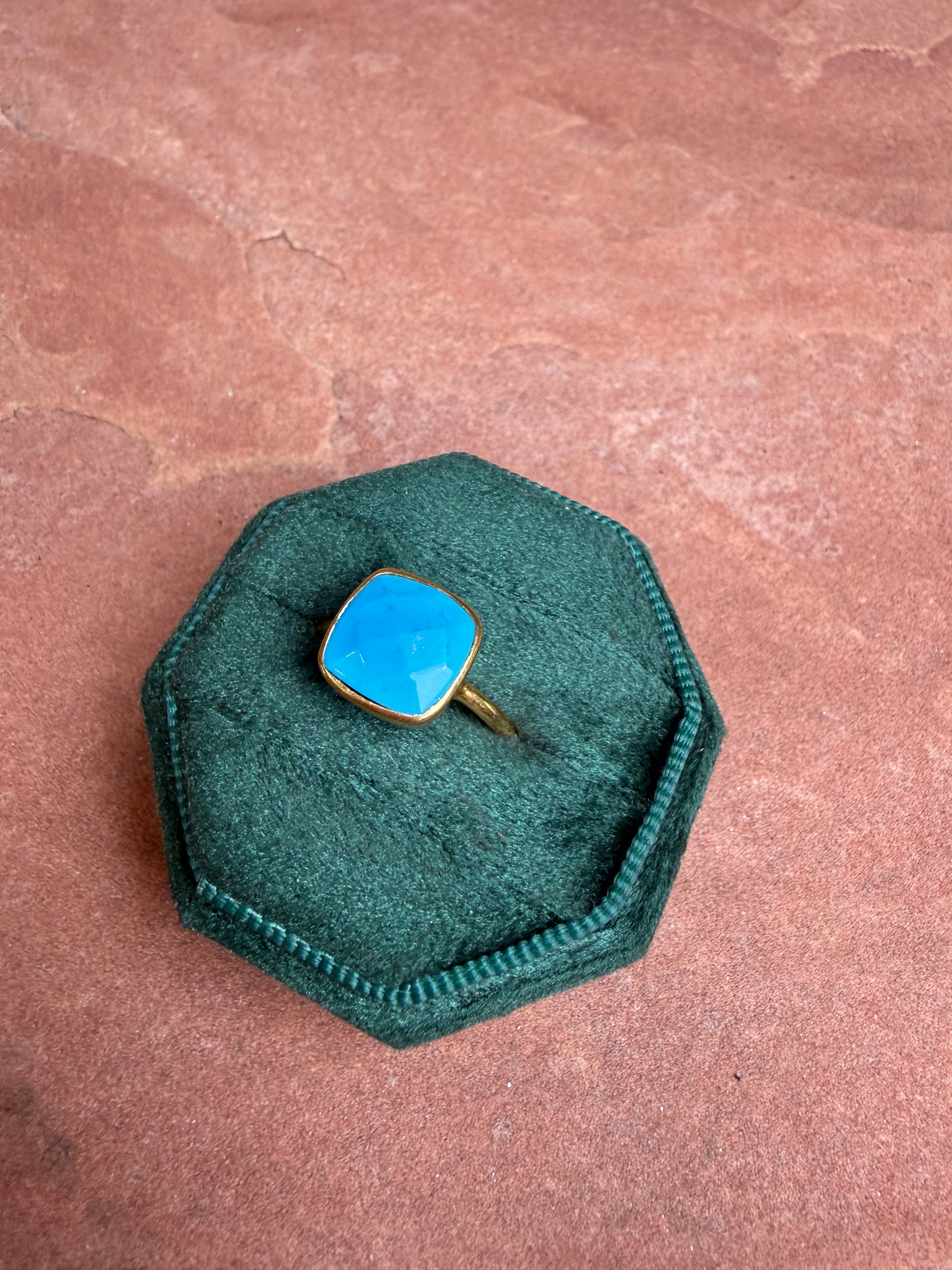 “The Golden Collection” Painted Desert Gold Plated Sterling Silver Turquoise Ring