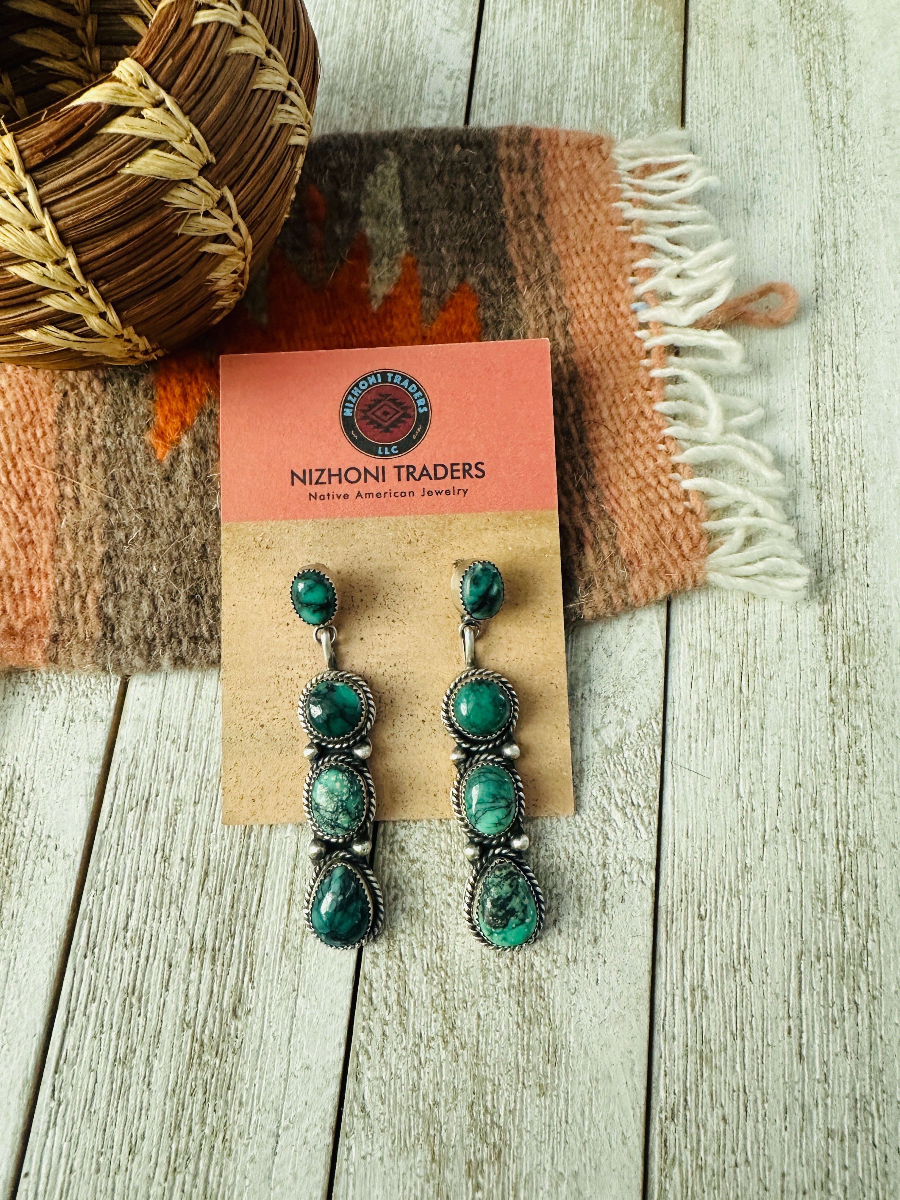 Navajo Variscite and Sterling Silver Dangle Earrings