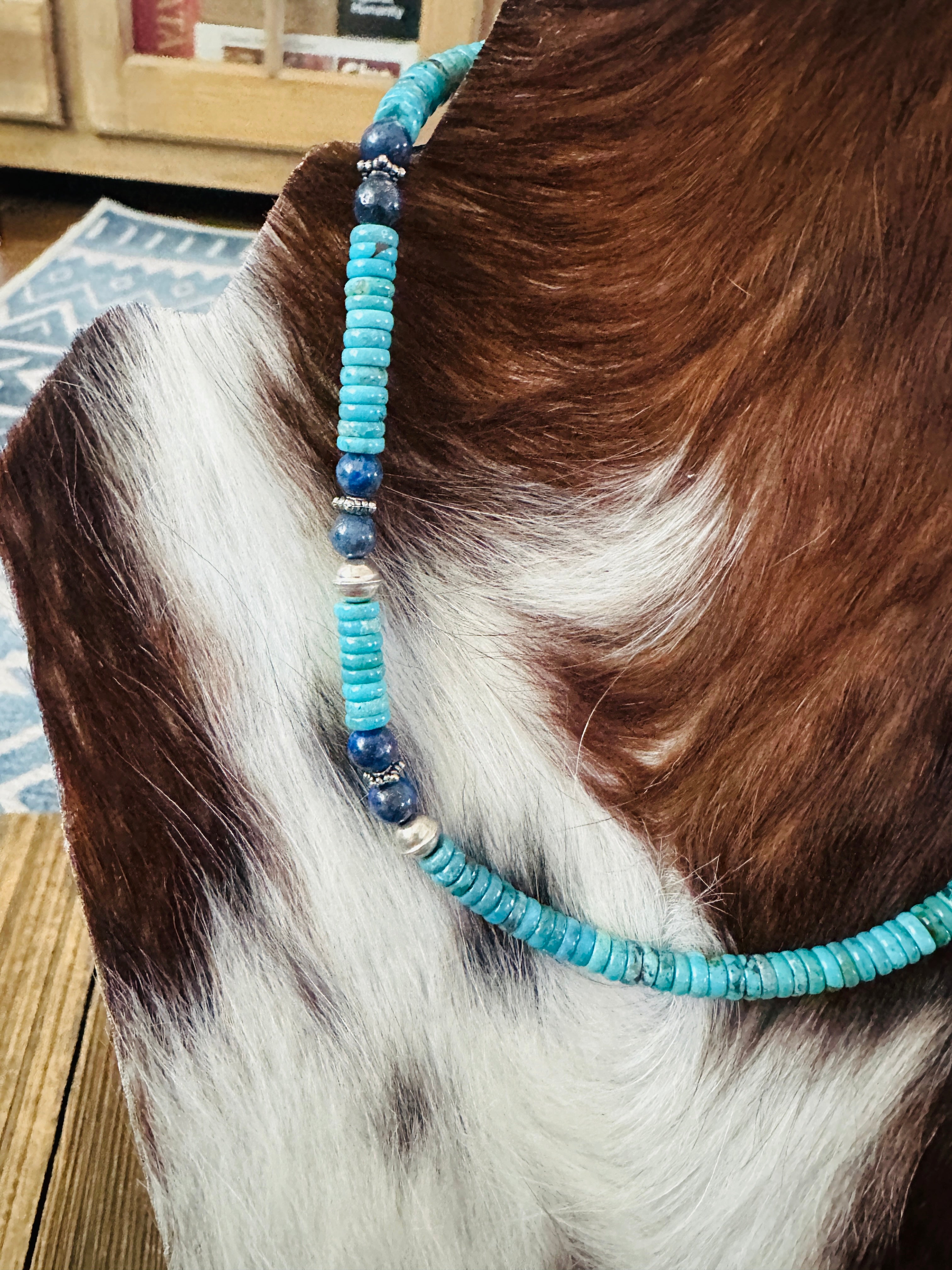 Handcrafted Multi Stone & Sterling Silver Beaded 16” Necklace by T & R Singer