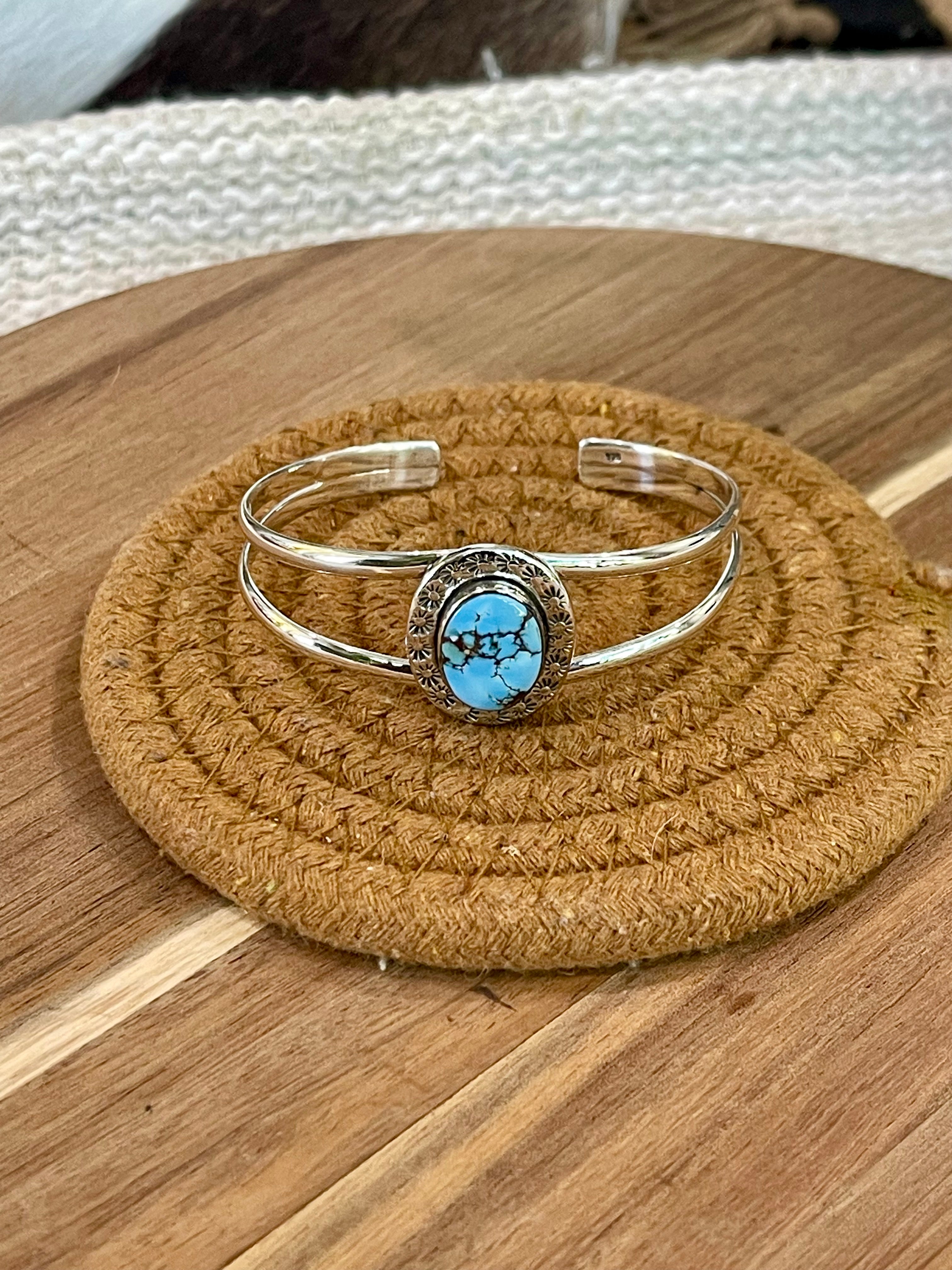 Handmade Sterling Silver & Golden Hills Turquoise Cuff