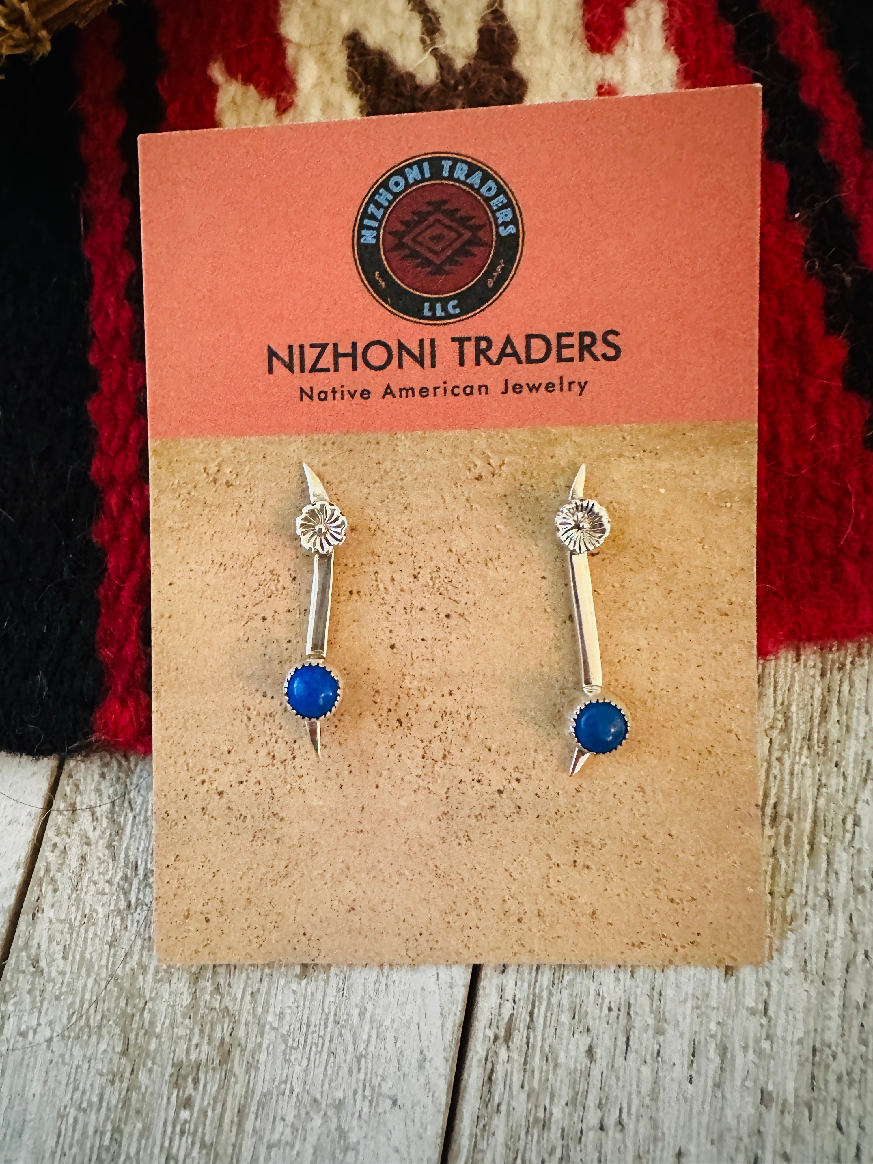 Navajo Lapis and Sterling Silver Dangle Earrings
