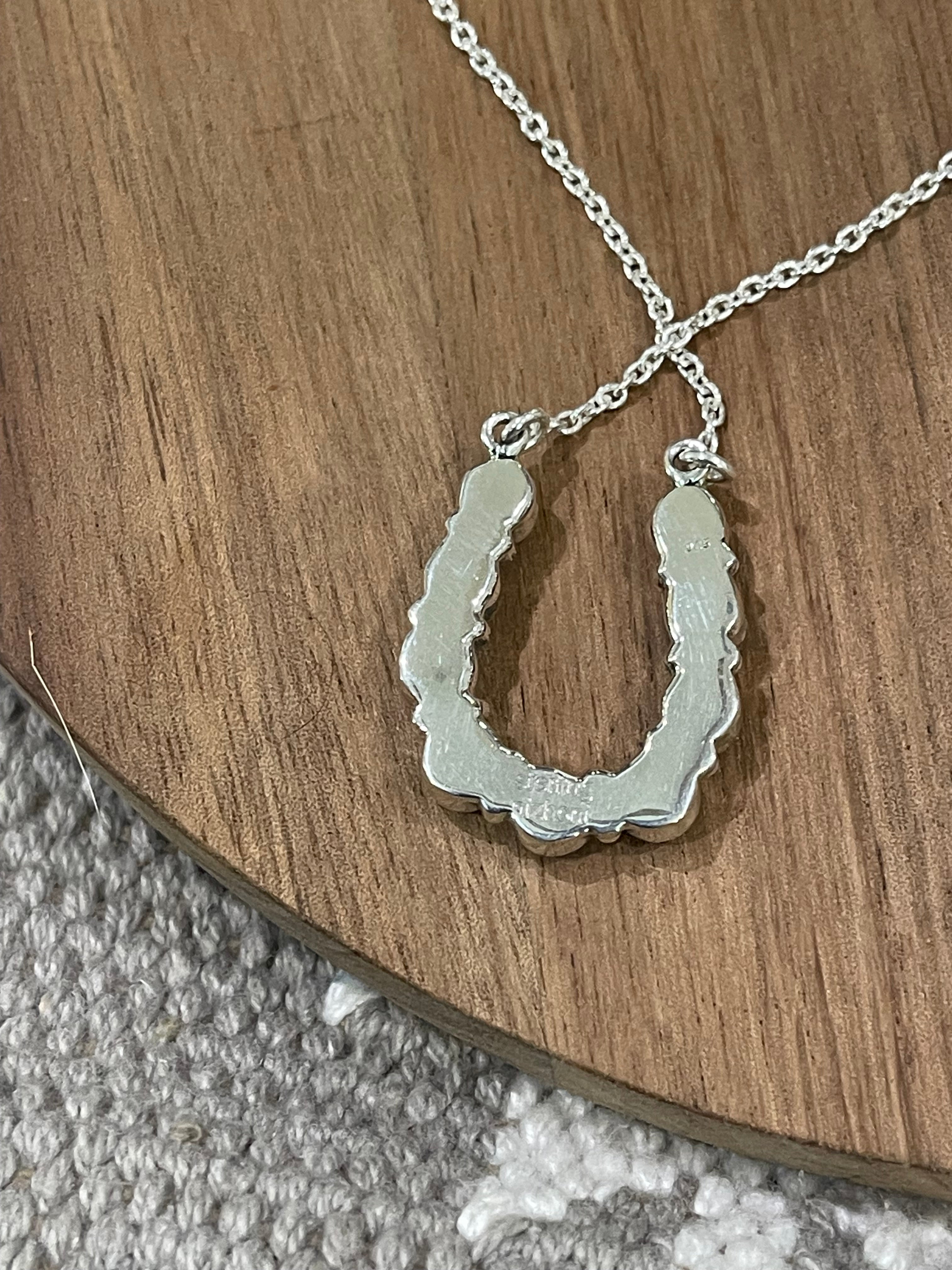 Handmade Sterling Silver & White Buffalo Horseshoe Necklace