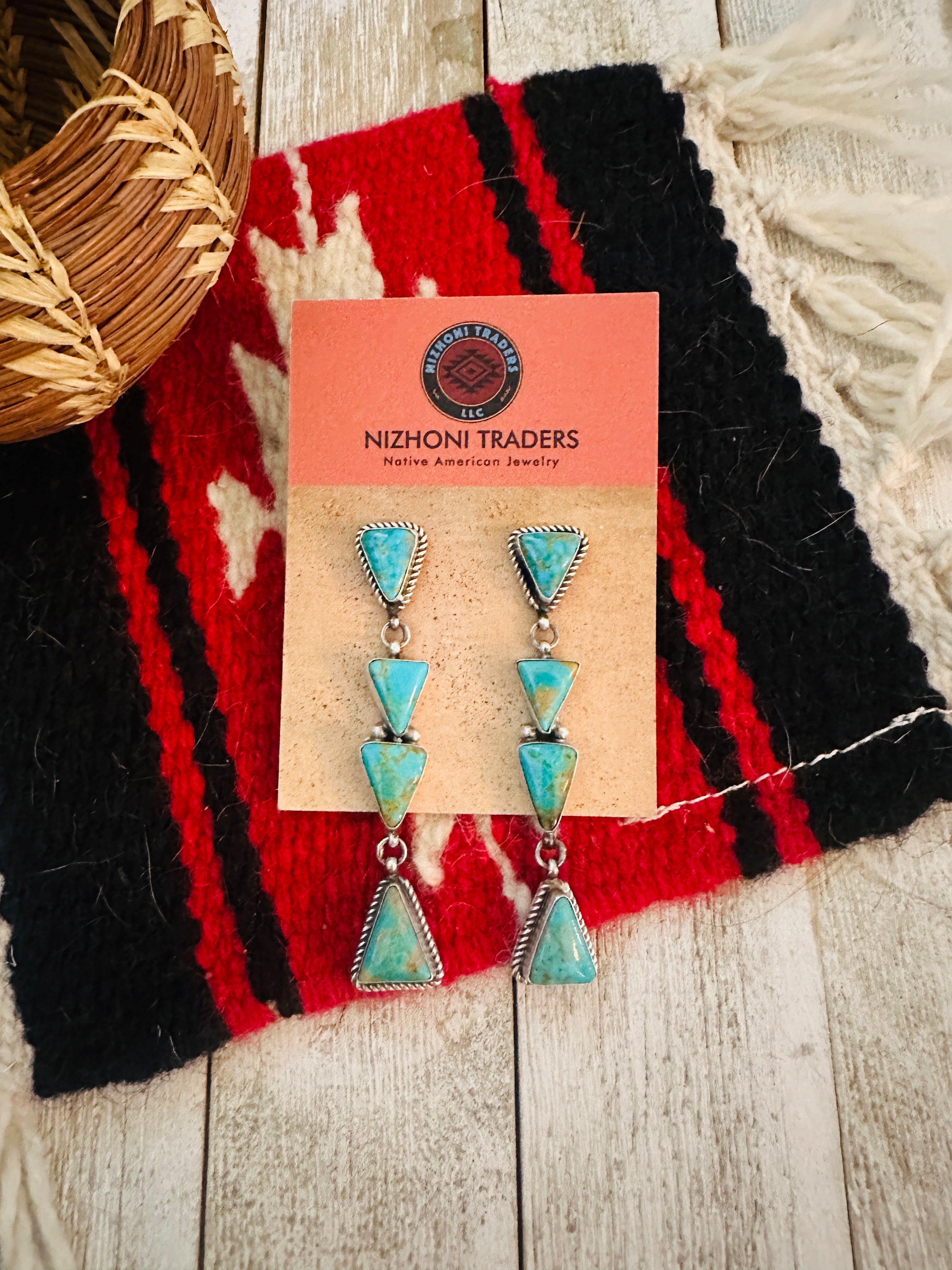 Handcrafted Turquoise & Sterling Silver Dangle Earrings
