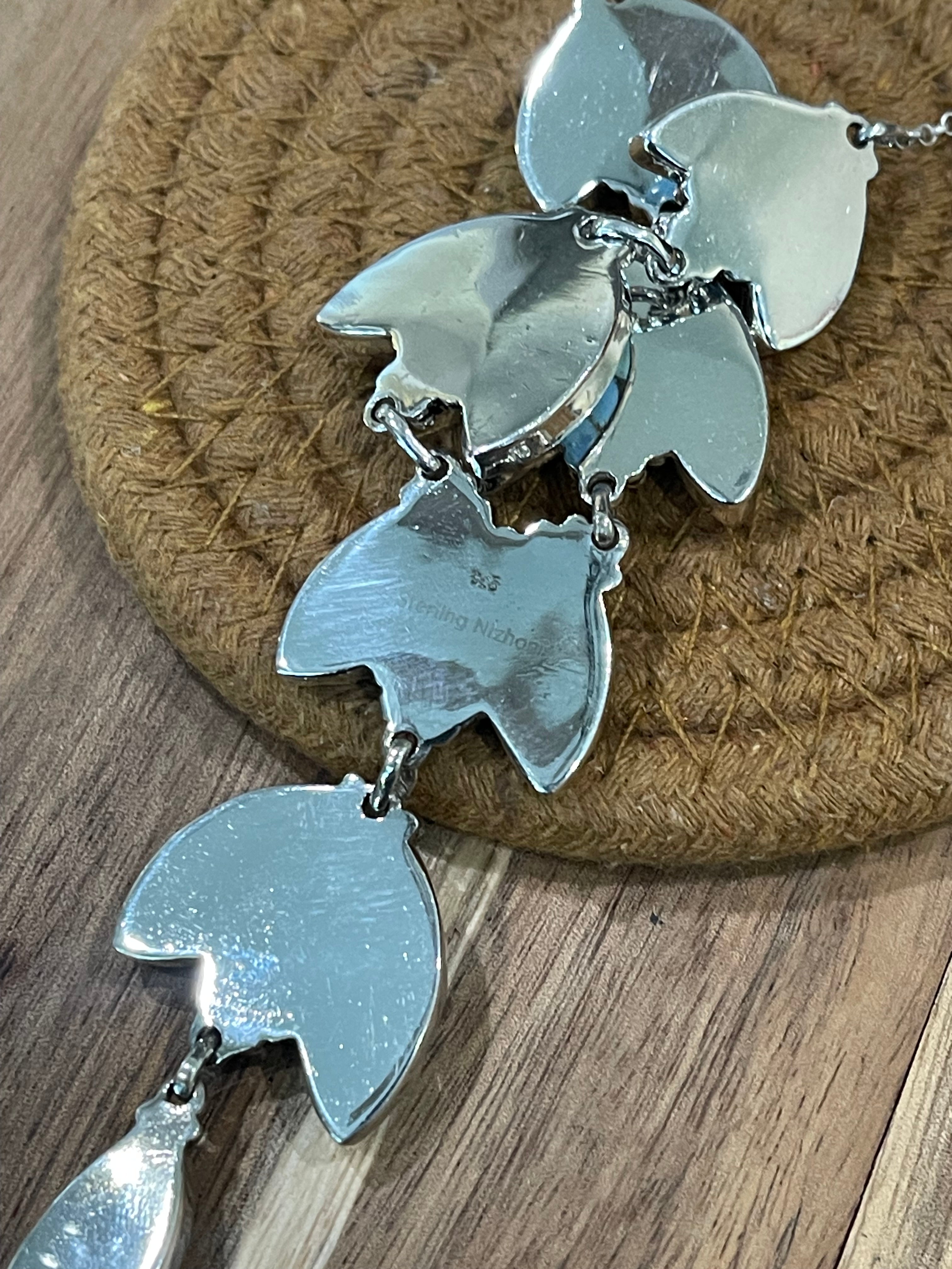 Handmade Sterling Silver, Golden Hills & CZ Cluster Necklace