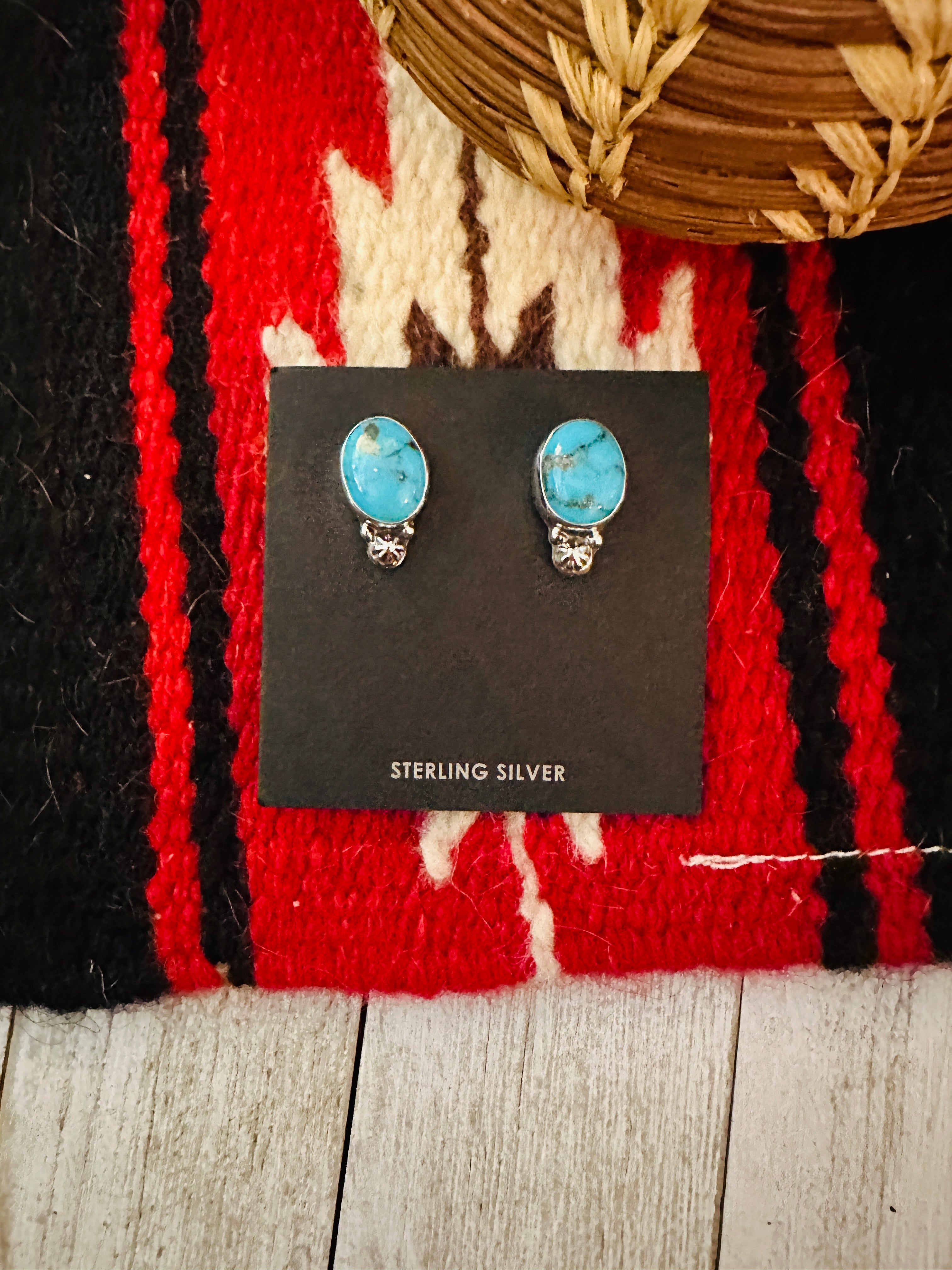 Sterling Silver & Morenci Turquoise Post Earrings