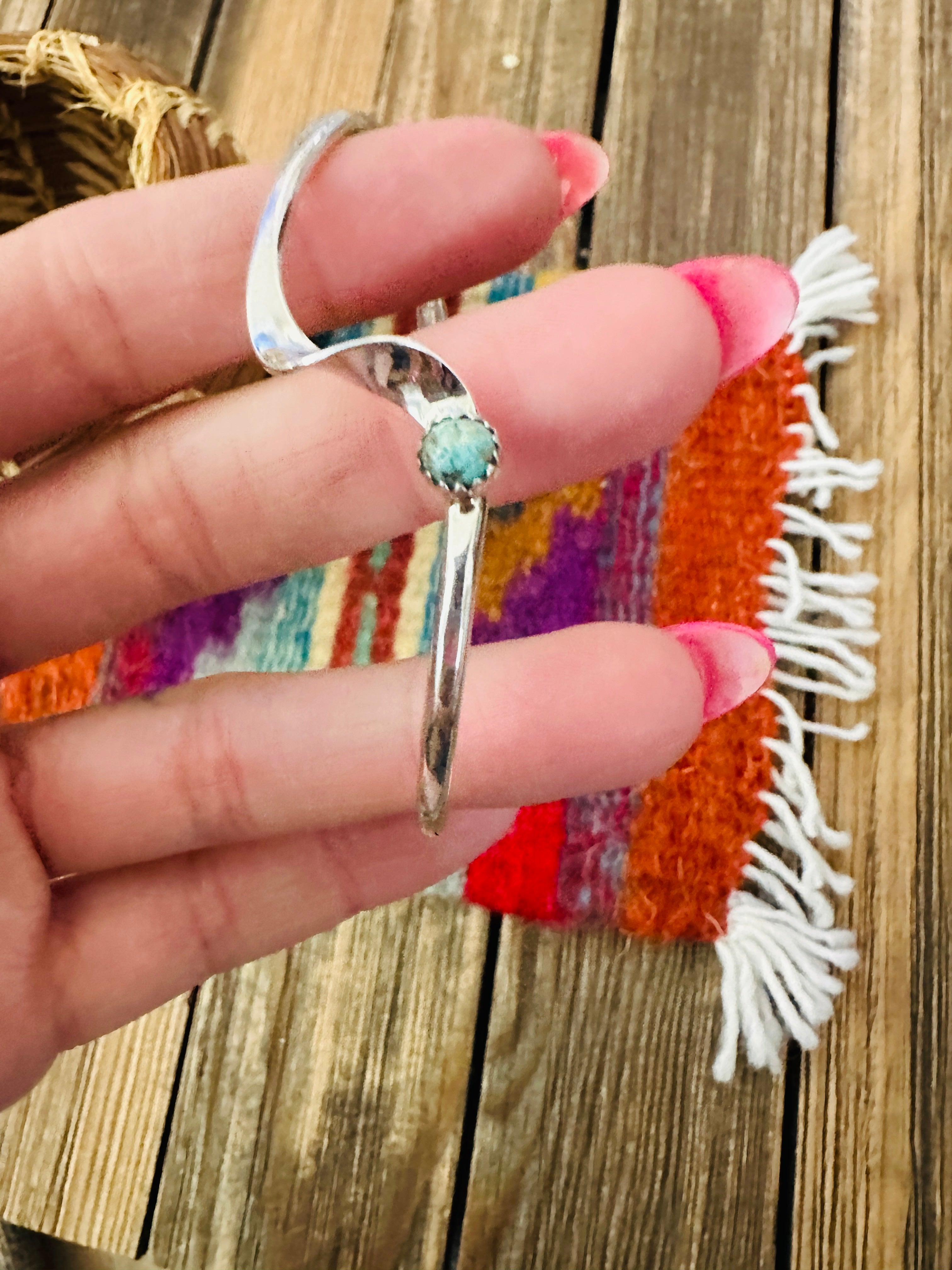 Handcrafted Twisted Sterling Silver & Turquoise Cuff Bracelet