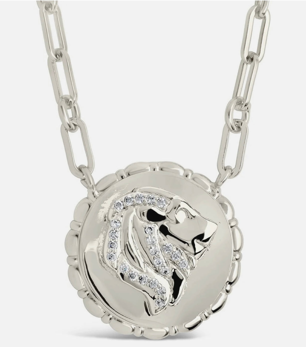 Bold CZ Zodiac Link Leo Necklace
