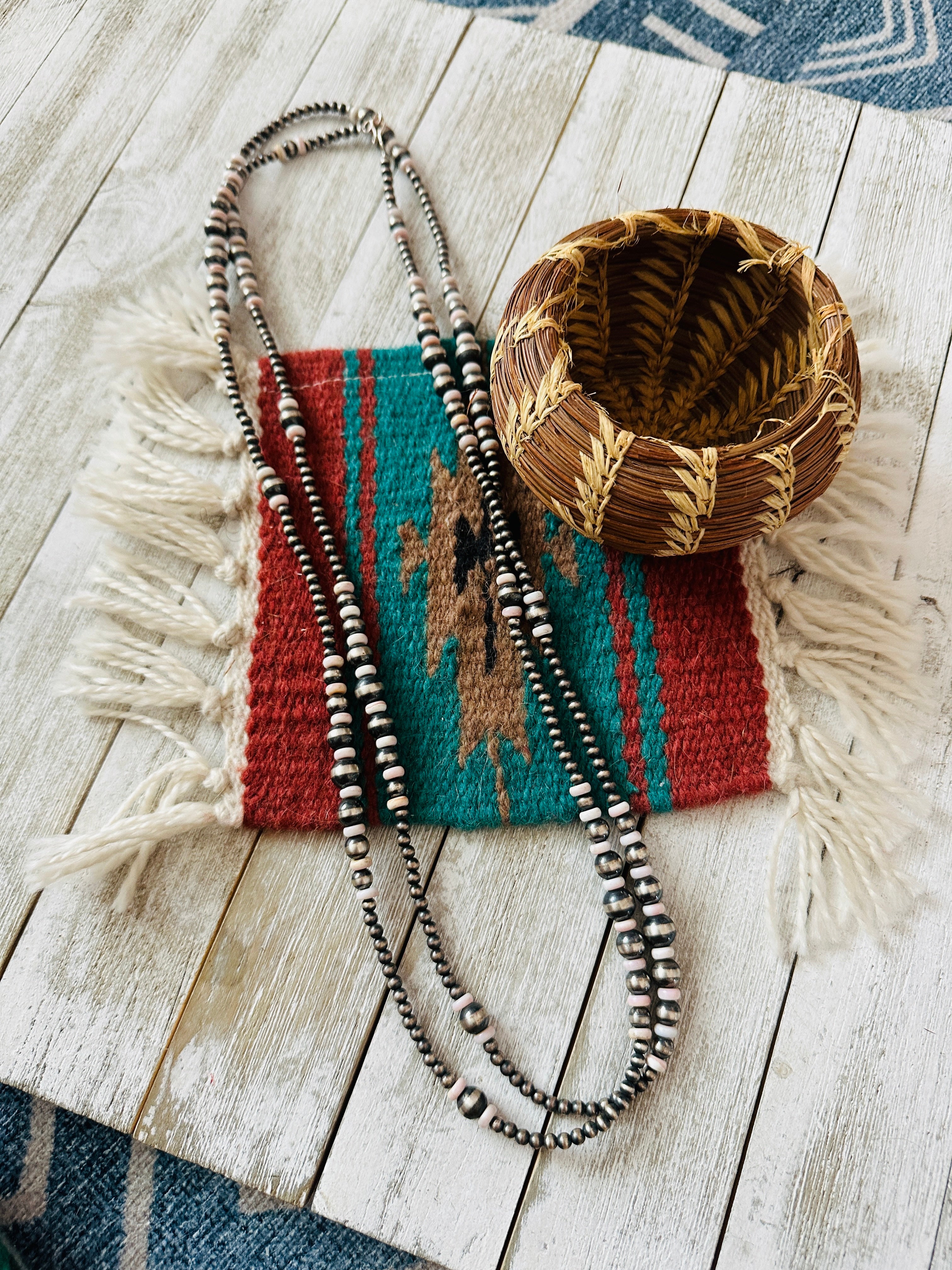 Handcrafted Sterling Silver Pearl & Queen Pink Conch 60” Beaded Necklace