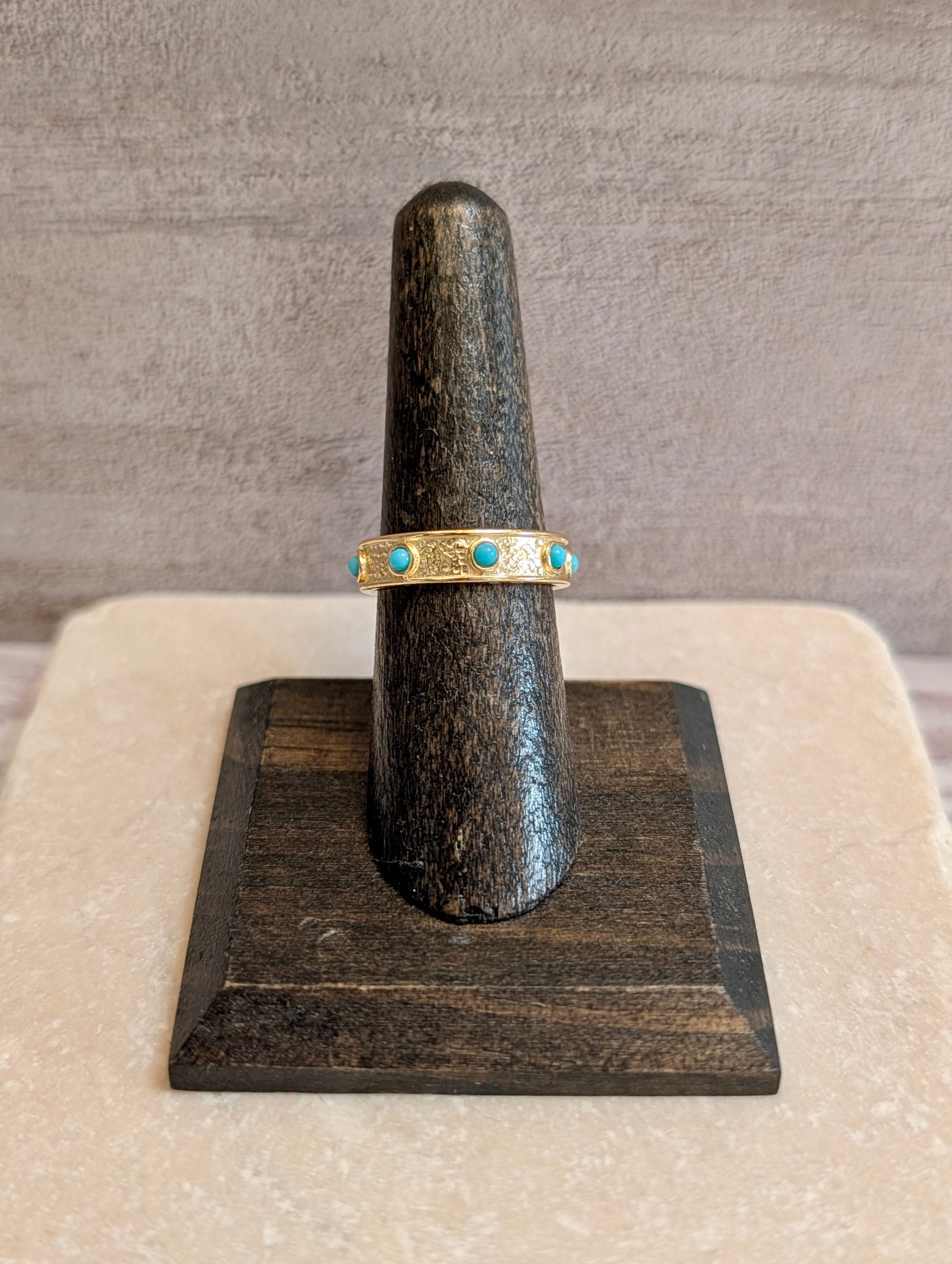 Gold Plated 8 Stone Turquoise Band Ring