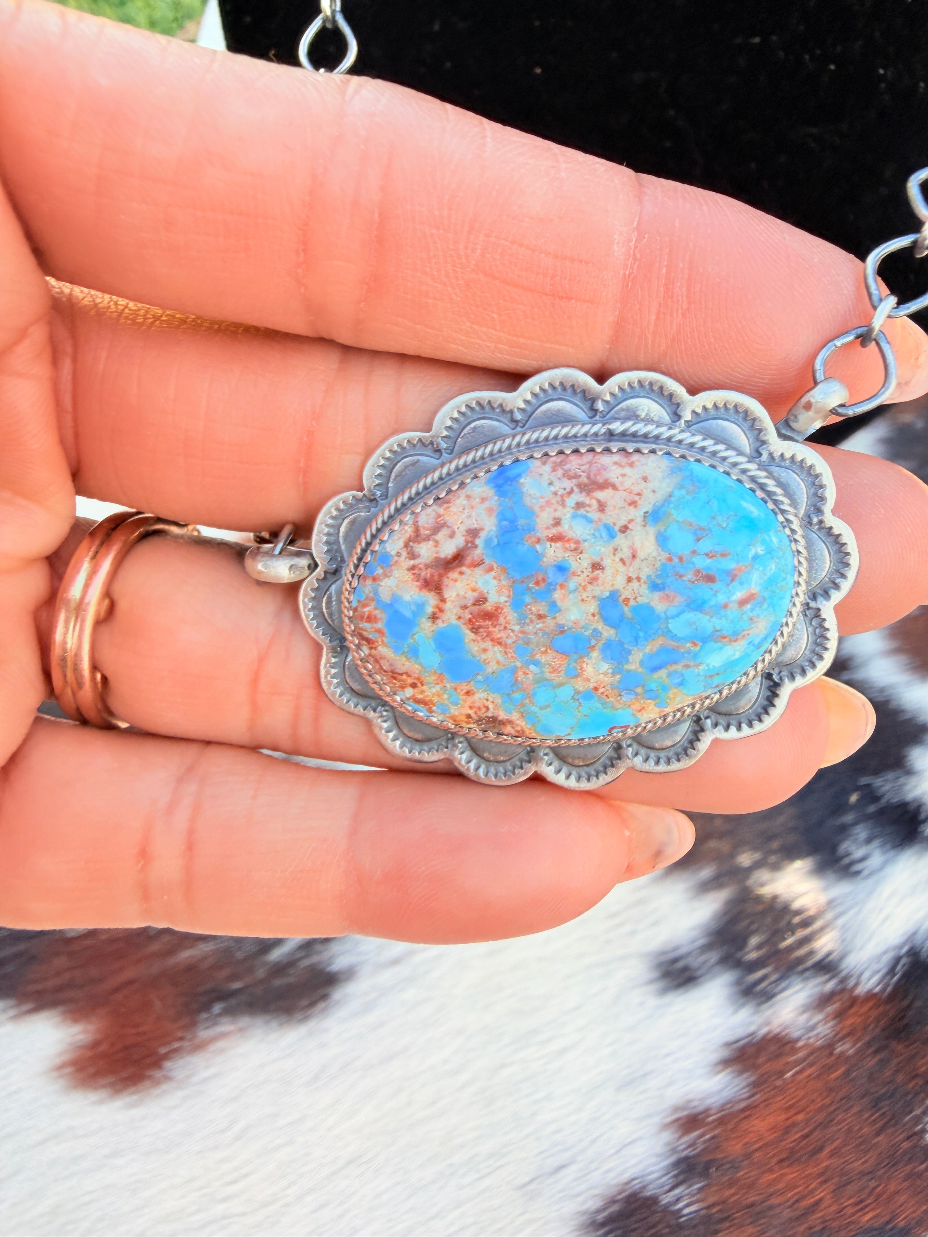 Handcrafted Golden Hills Turquoise & Sterling Silver Necklace
