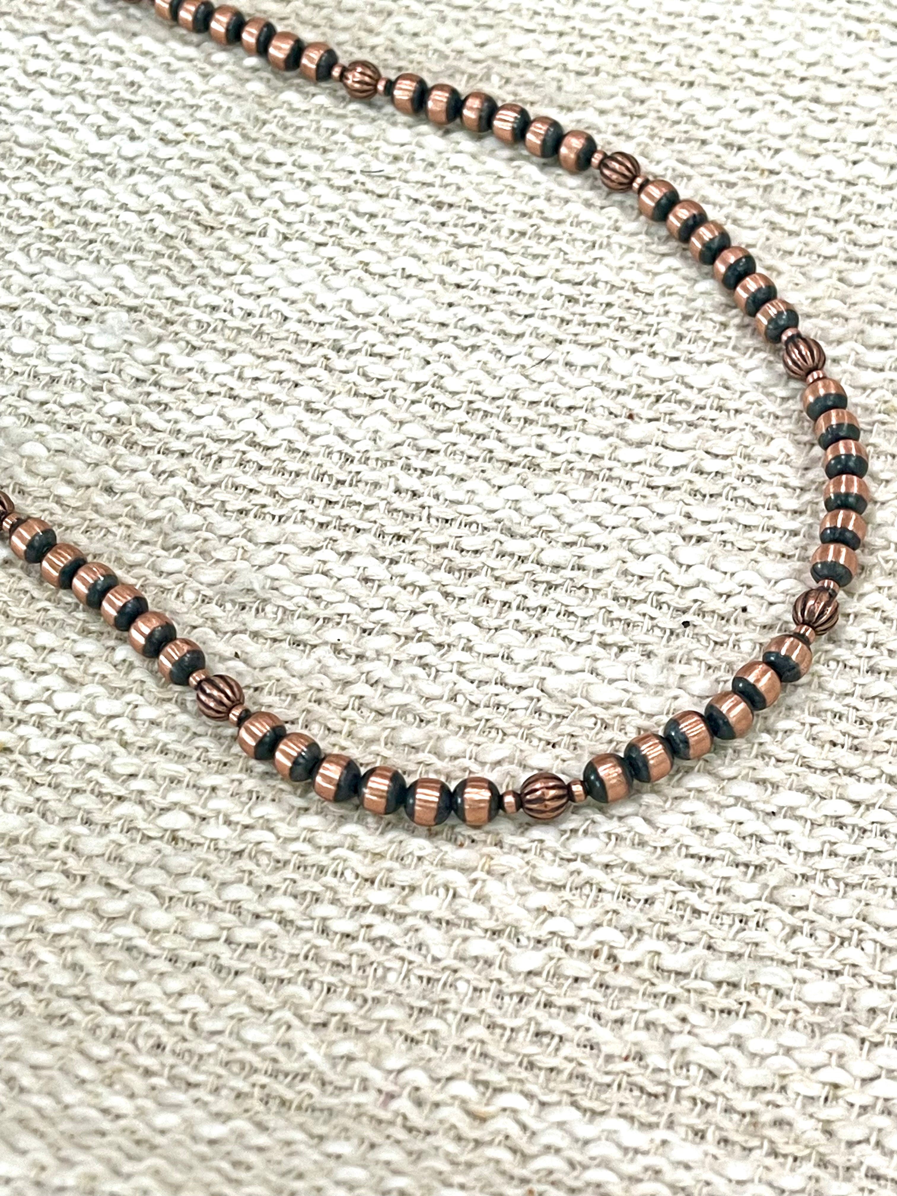 Handmade Copper 36” Beaded Necklace
