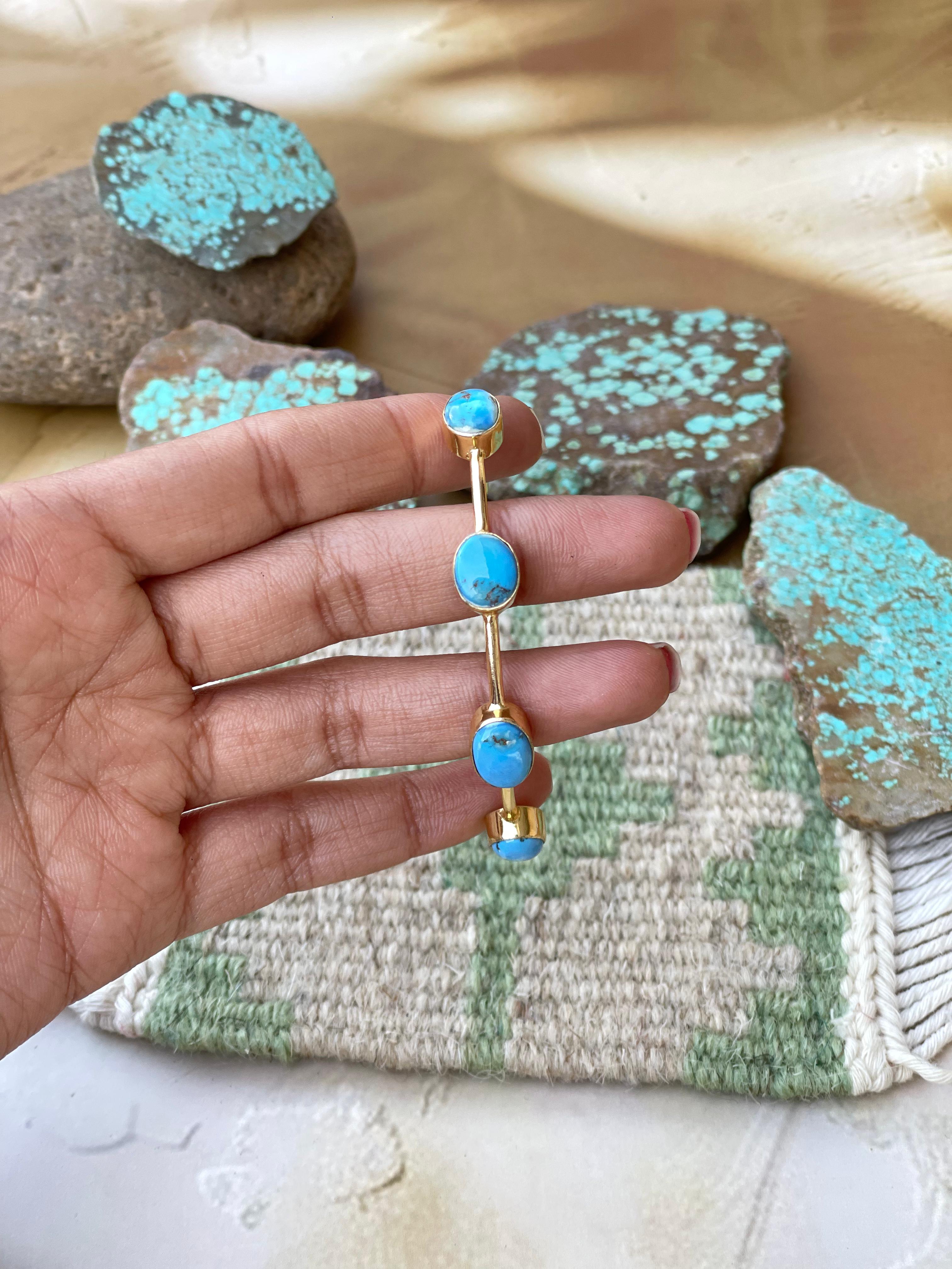 “The Golden Collection” Handmade Natural Golden Hills Turquoise Gold Plated Adjustable Bracelet Cuff