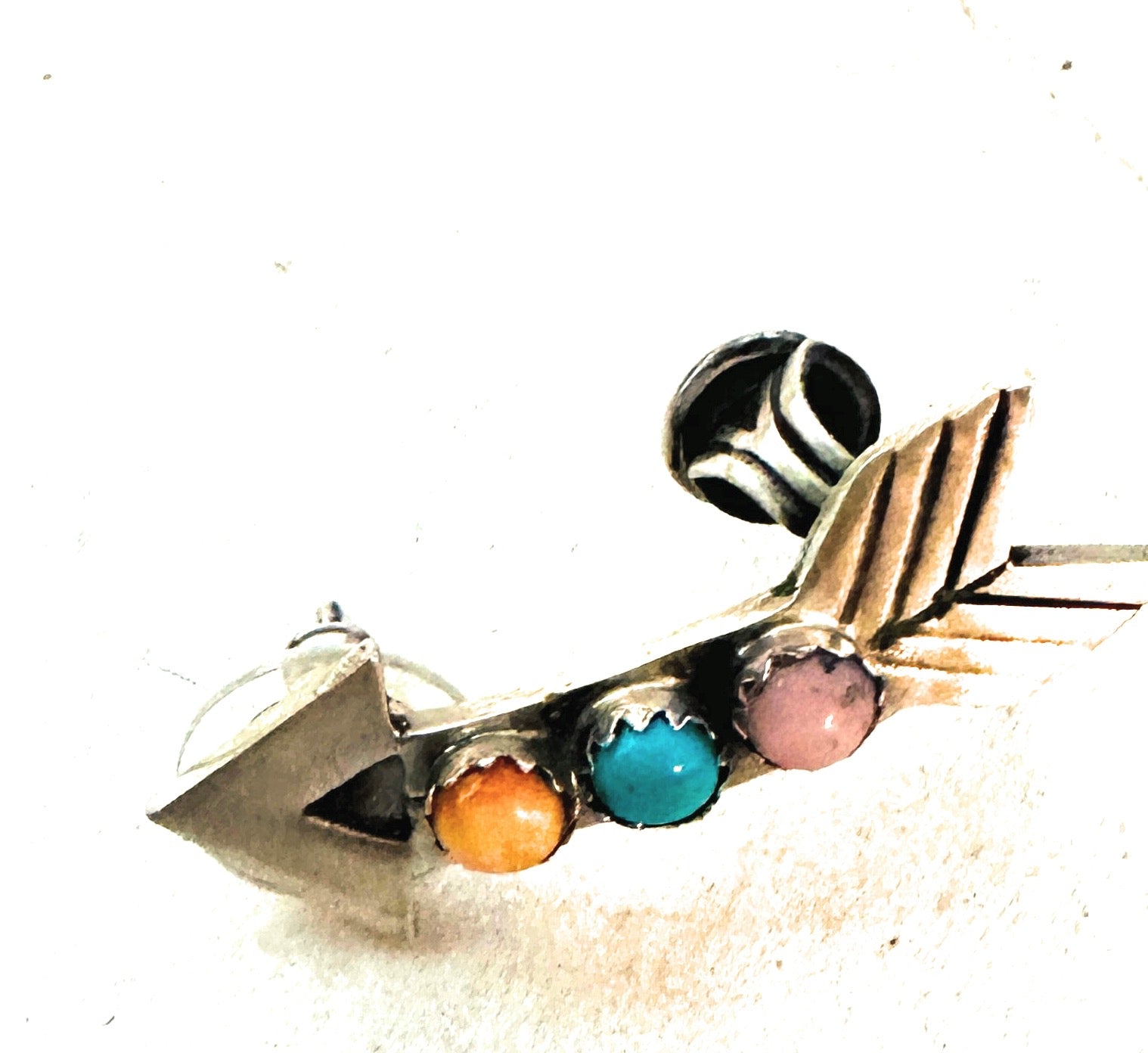 Handcrafted Multi Stone & Sterling Silver Arrow Earring