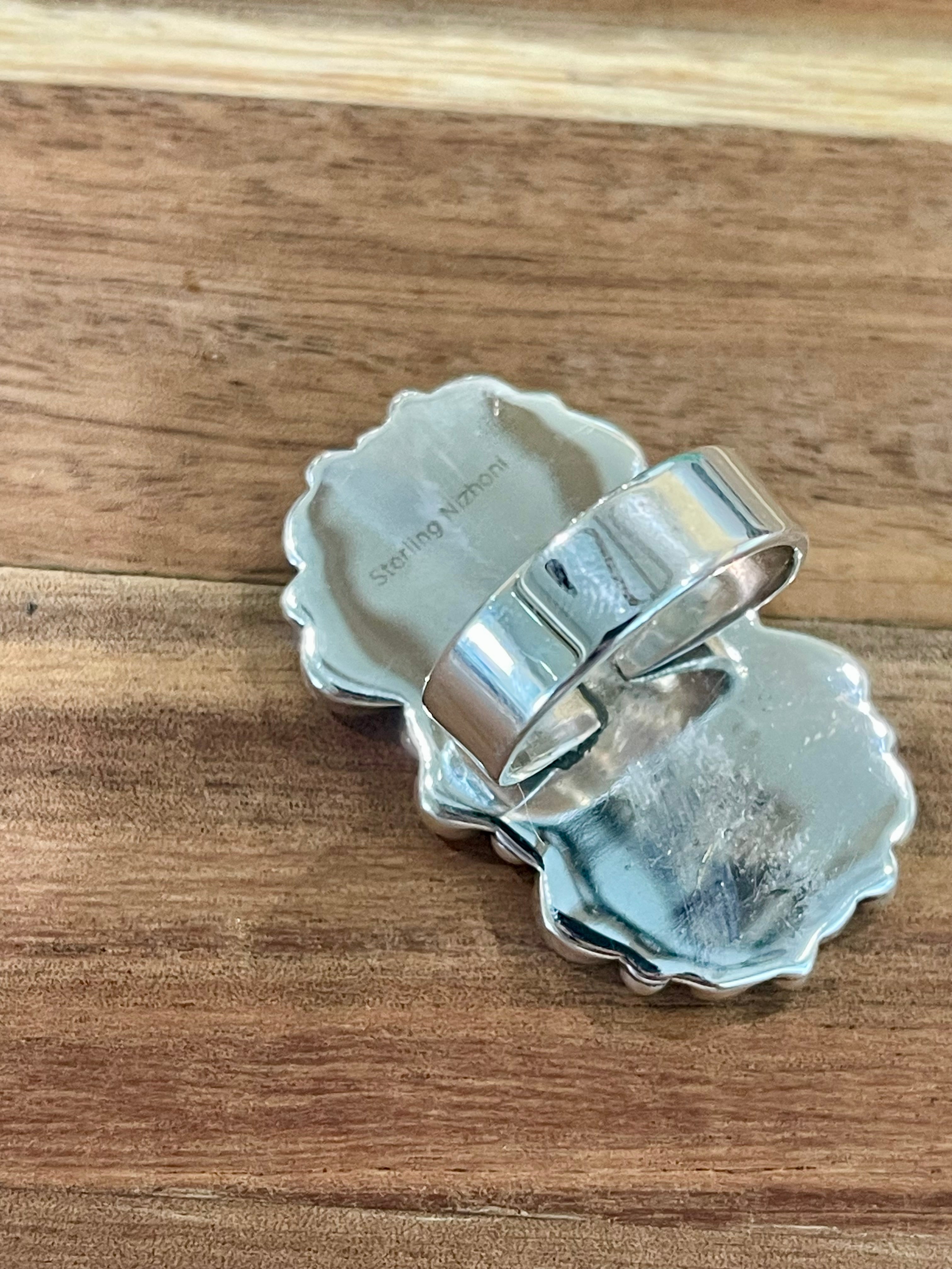 Handmade Pink Fire Opal, Opal, Cubic Zirconia And Sterling Silver Adjustable Ring Signed Nizhoni