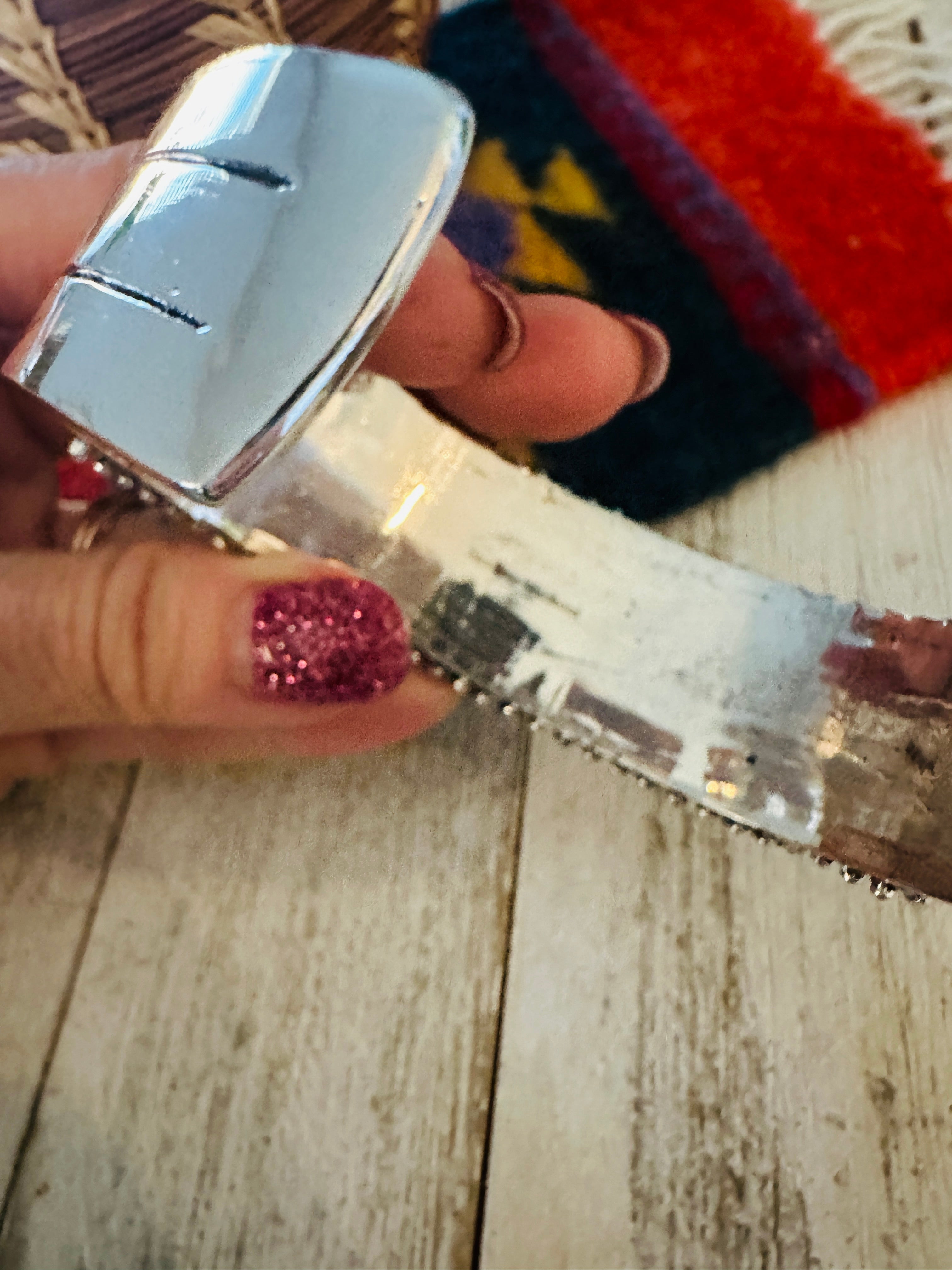 Nizhoni Handmade Sterling Silver & Blue Opal Cuff Bracelet /