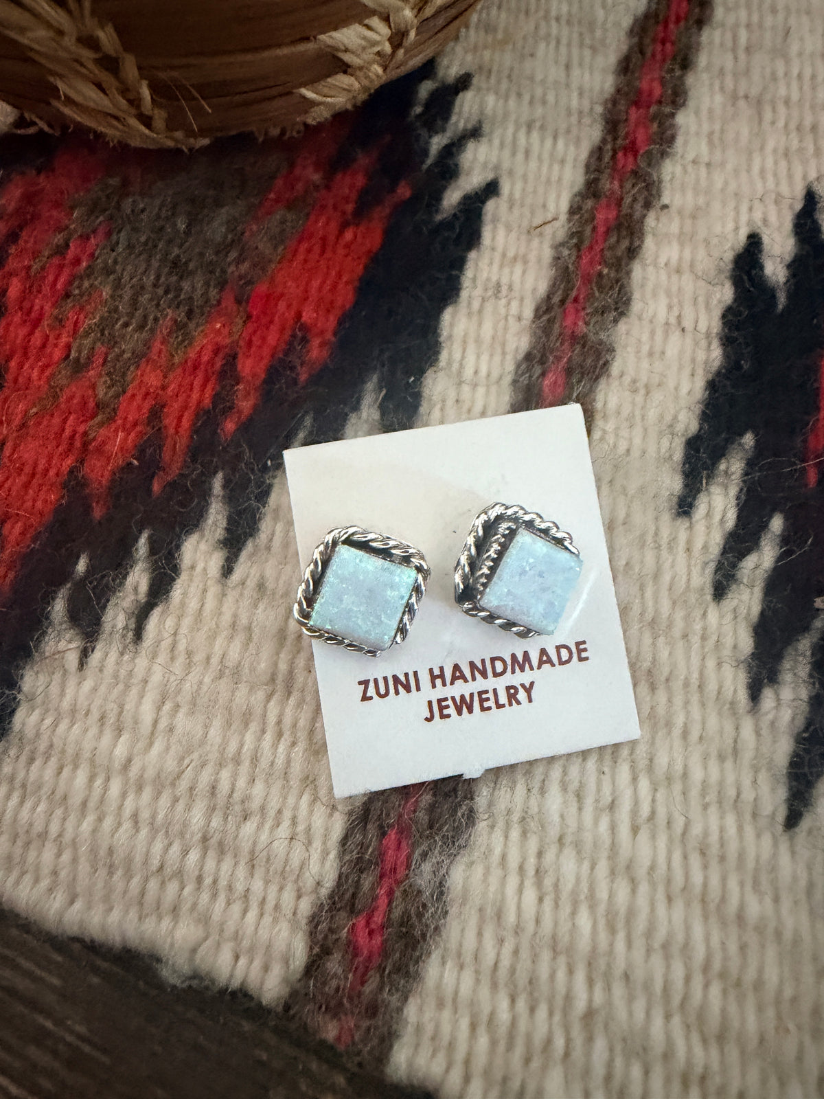 Handcrafted Opal & Sterling Silver Stud Earrings