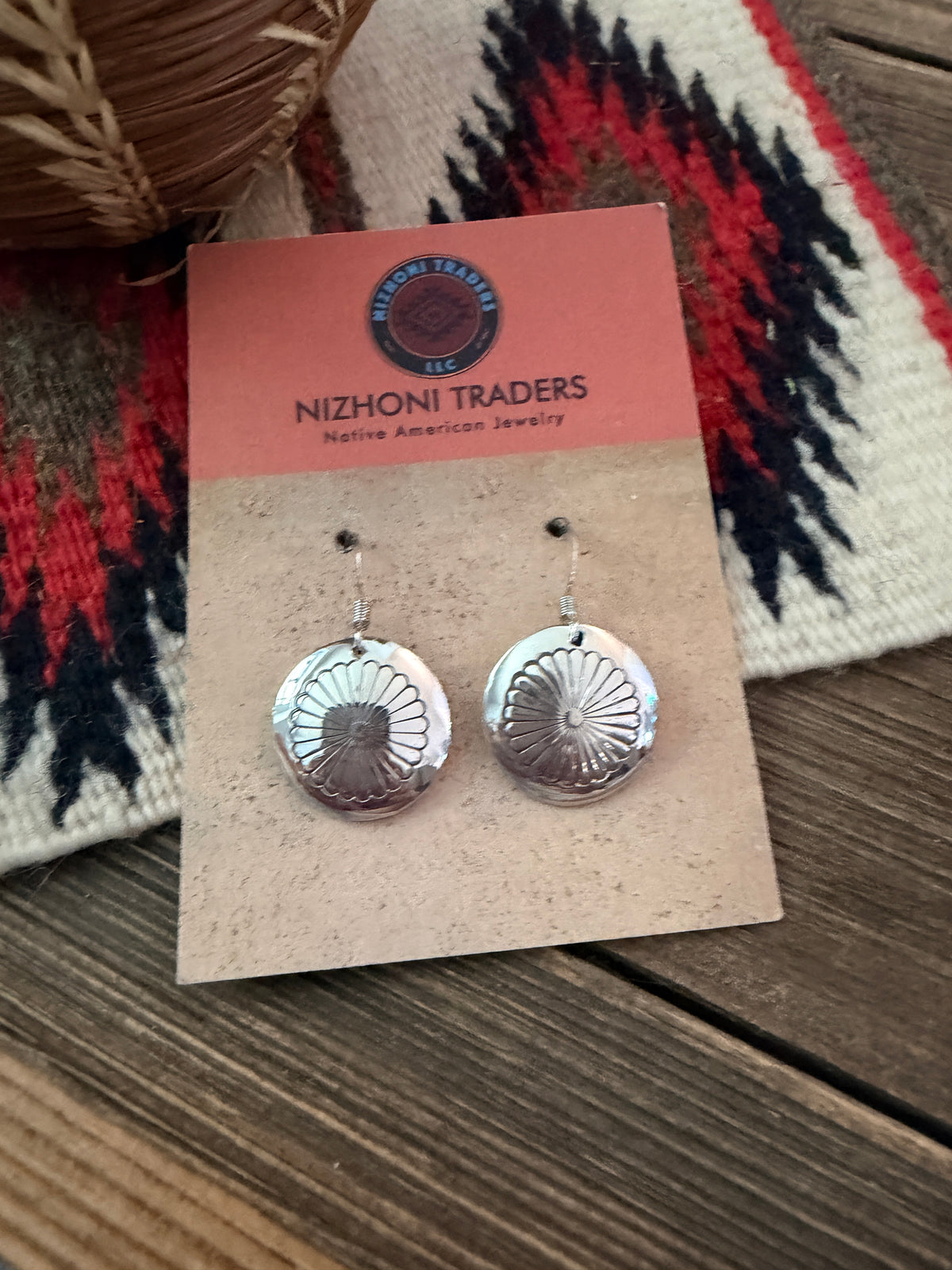 Handcrafted Sterling Silver Concho Dangle Earrings