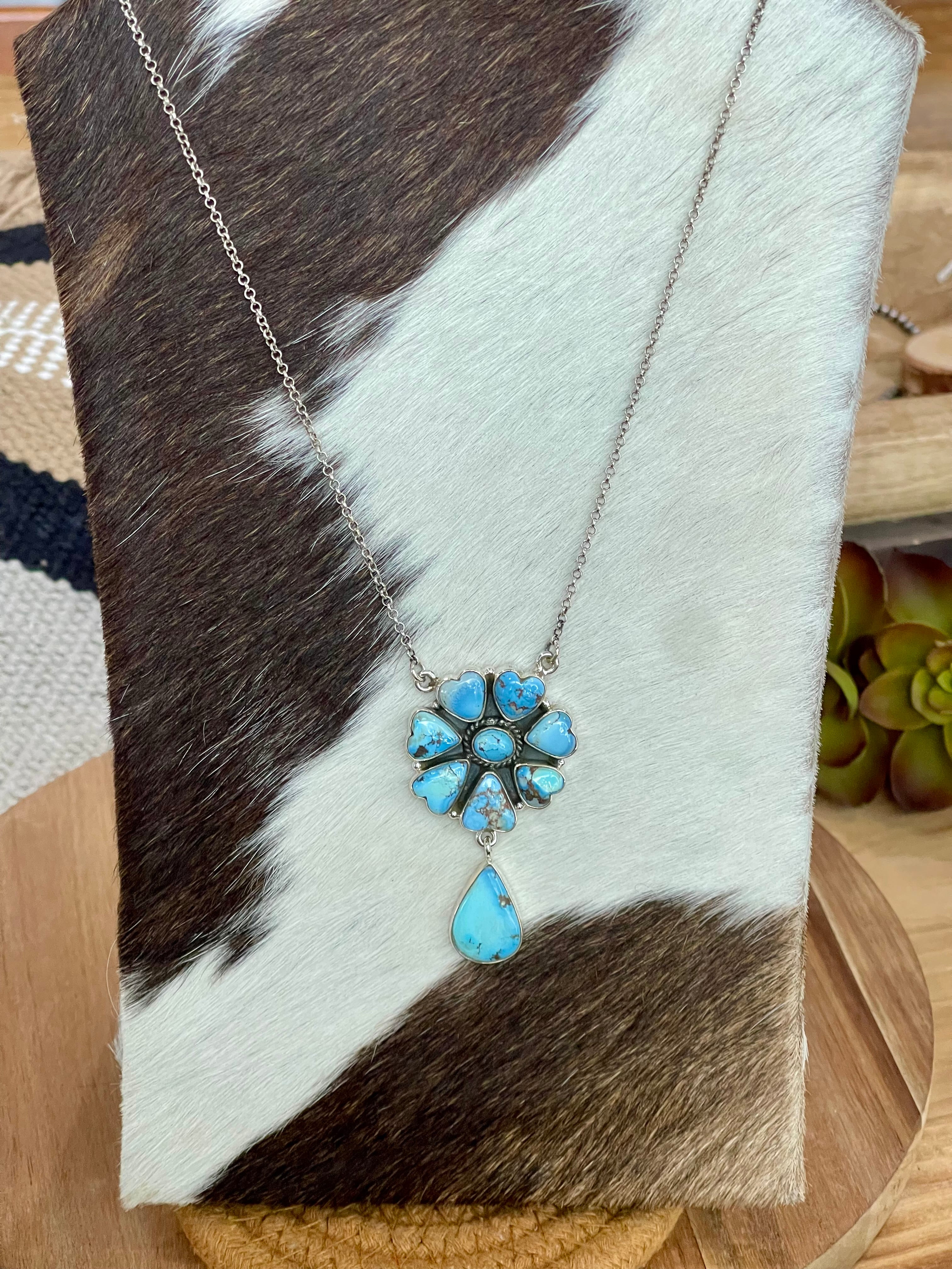 Handmade Sterling Silver & Golden Hills Cluster Necklace