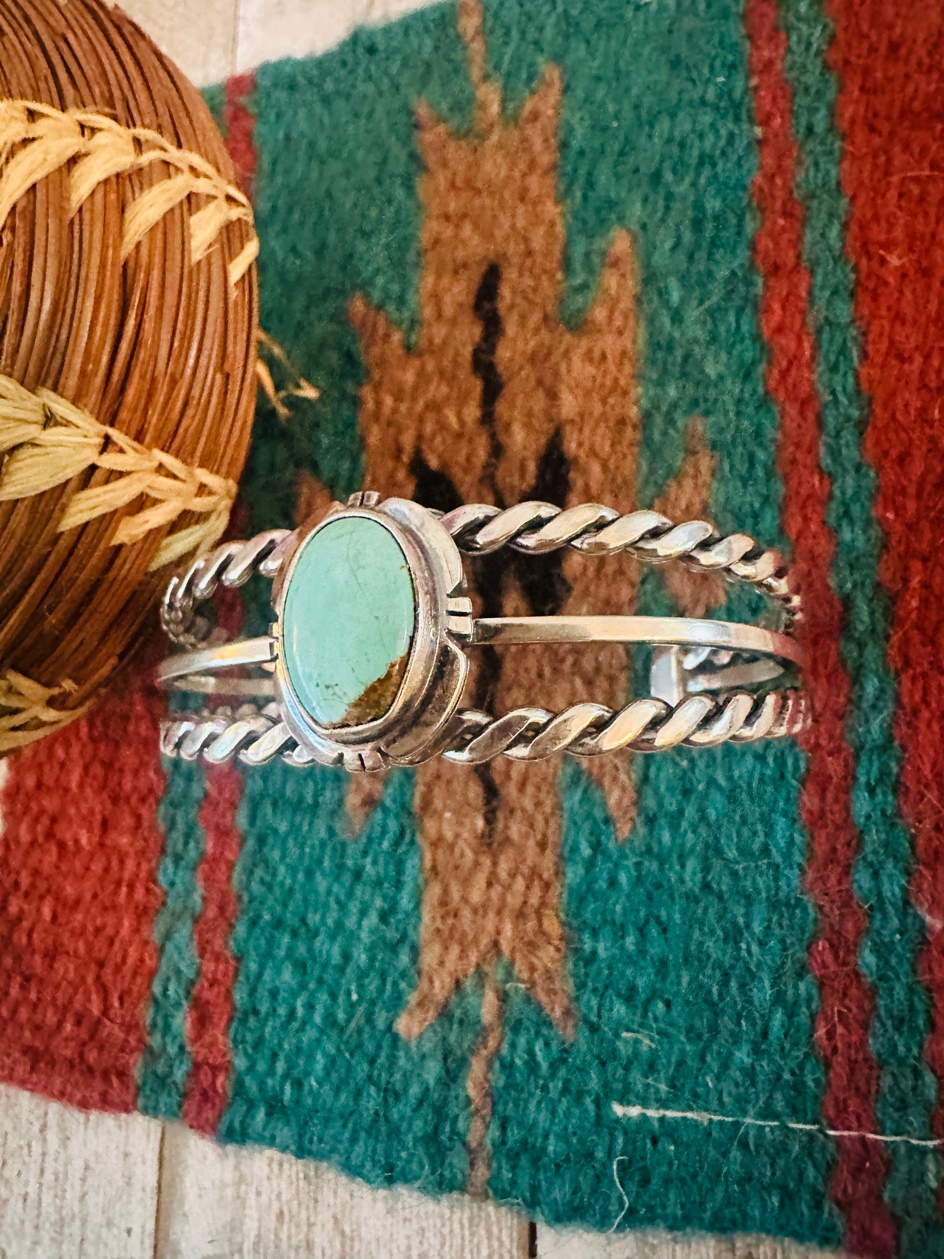 Handcrafted Twisted Sterling Silver & Turquoise Cuff Bracelet