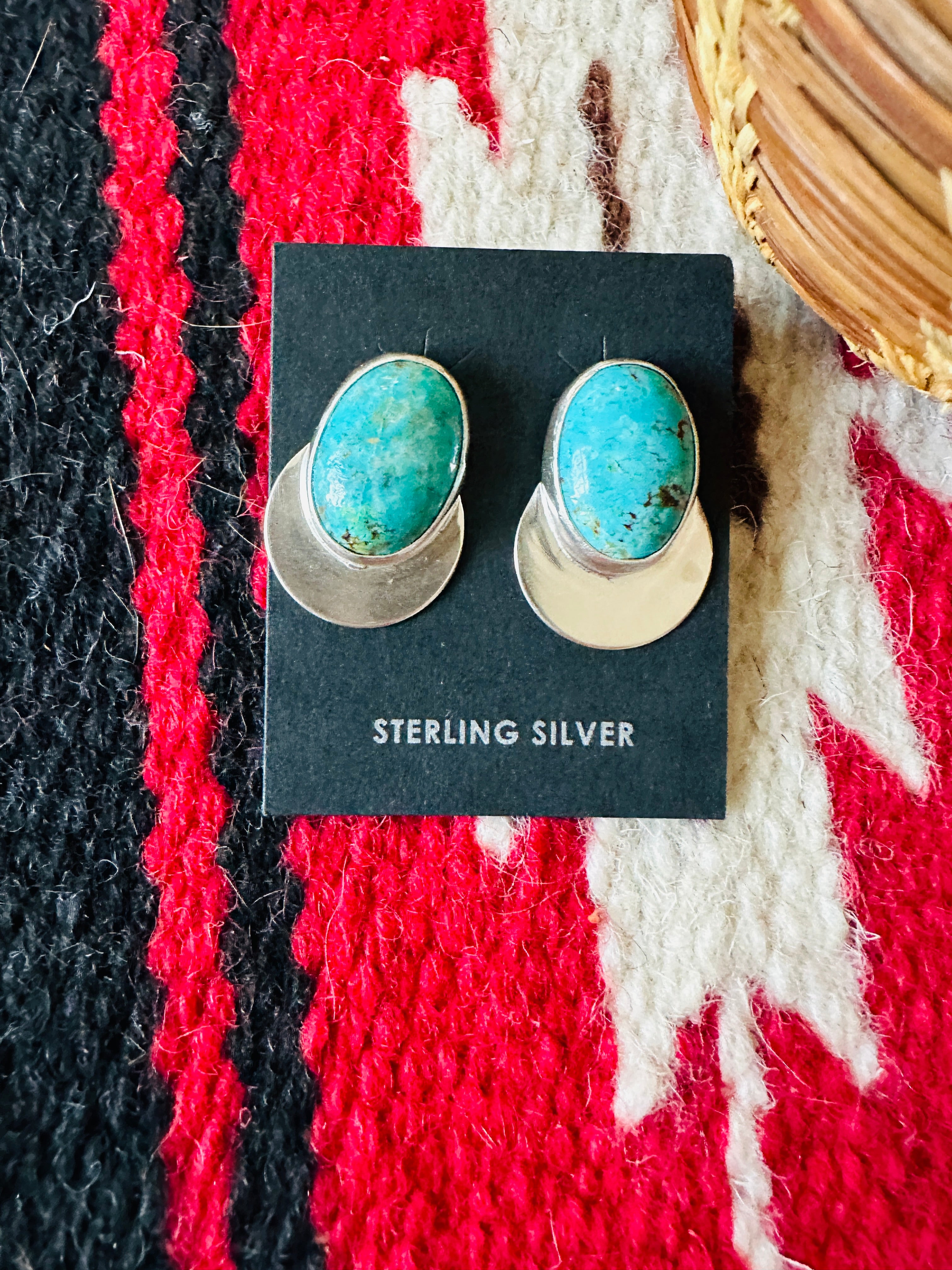 Handcrafted Turquoise & Sterling Silver Post Earrings
