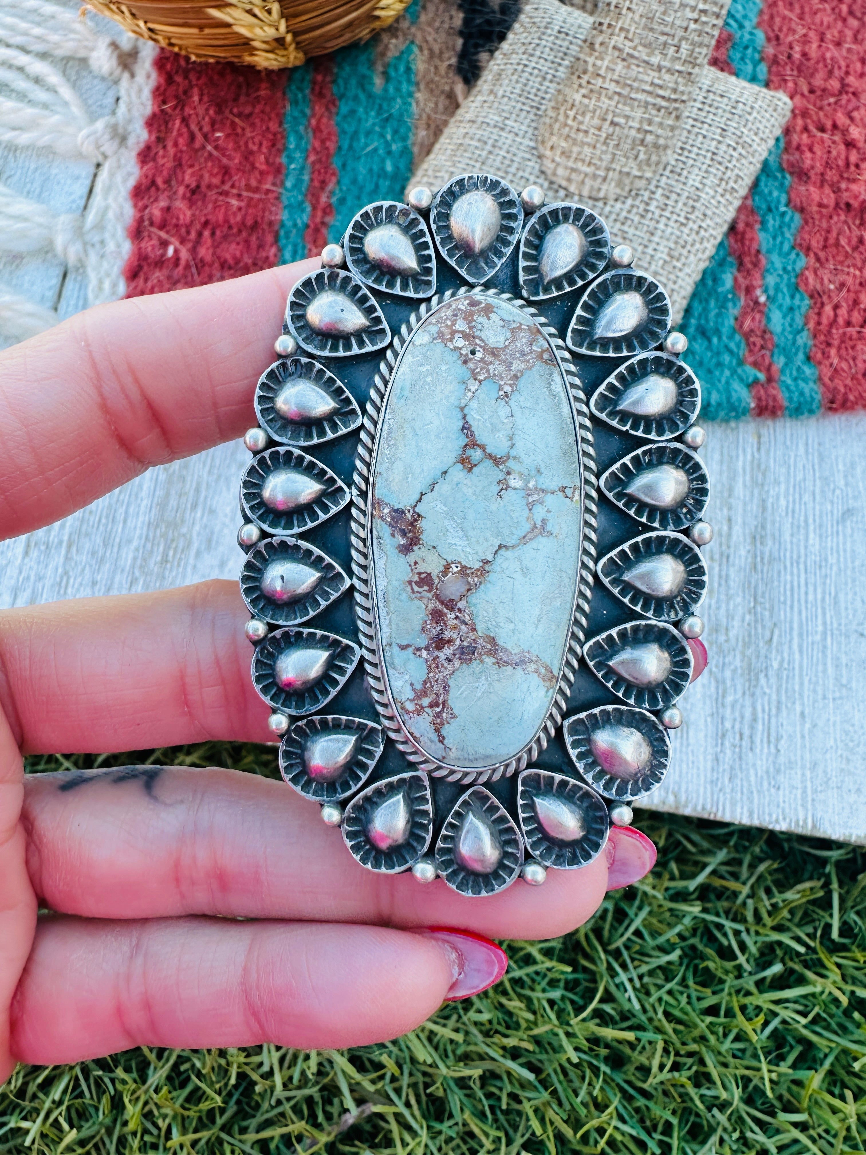 Handcrafted Dry Creek Turquoise & Sterling Silver Ring Size 7 by Eloise Richards