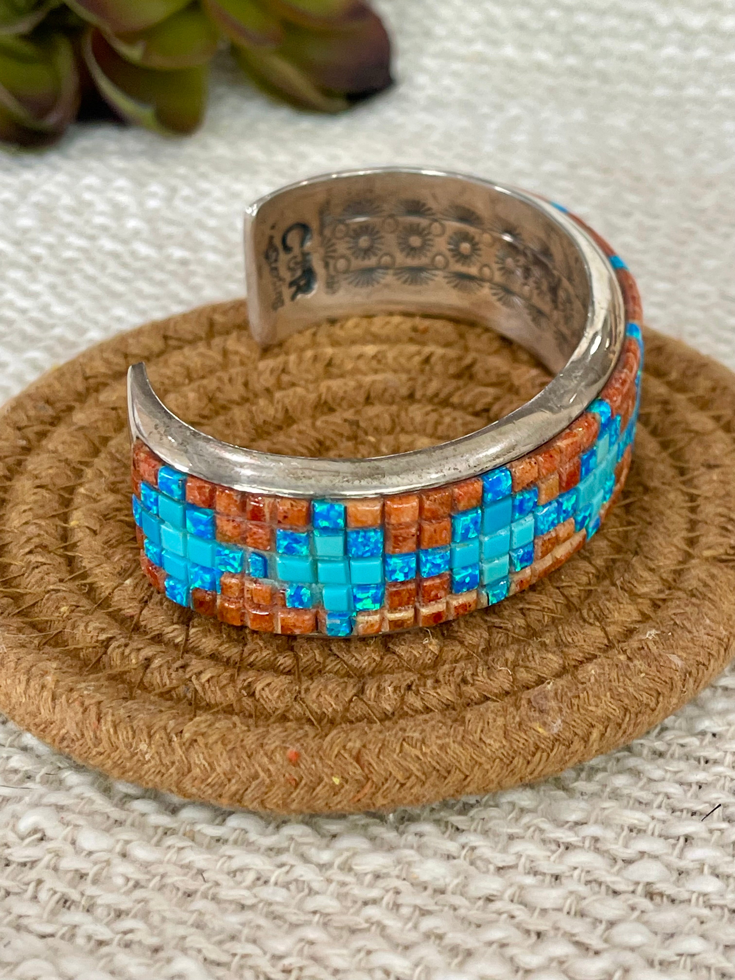 Gorgeous Handmade Sterling Silver & Multi Stone Cuff Bracelet