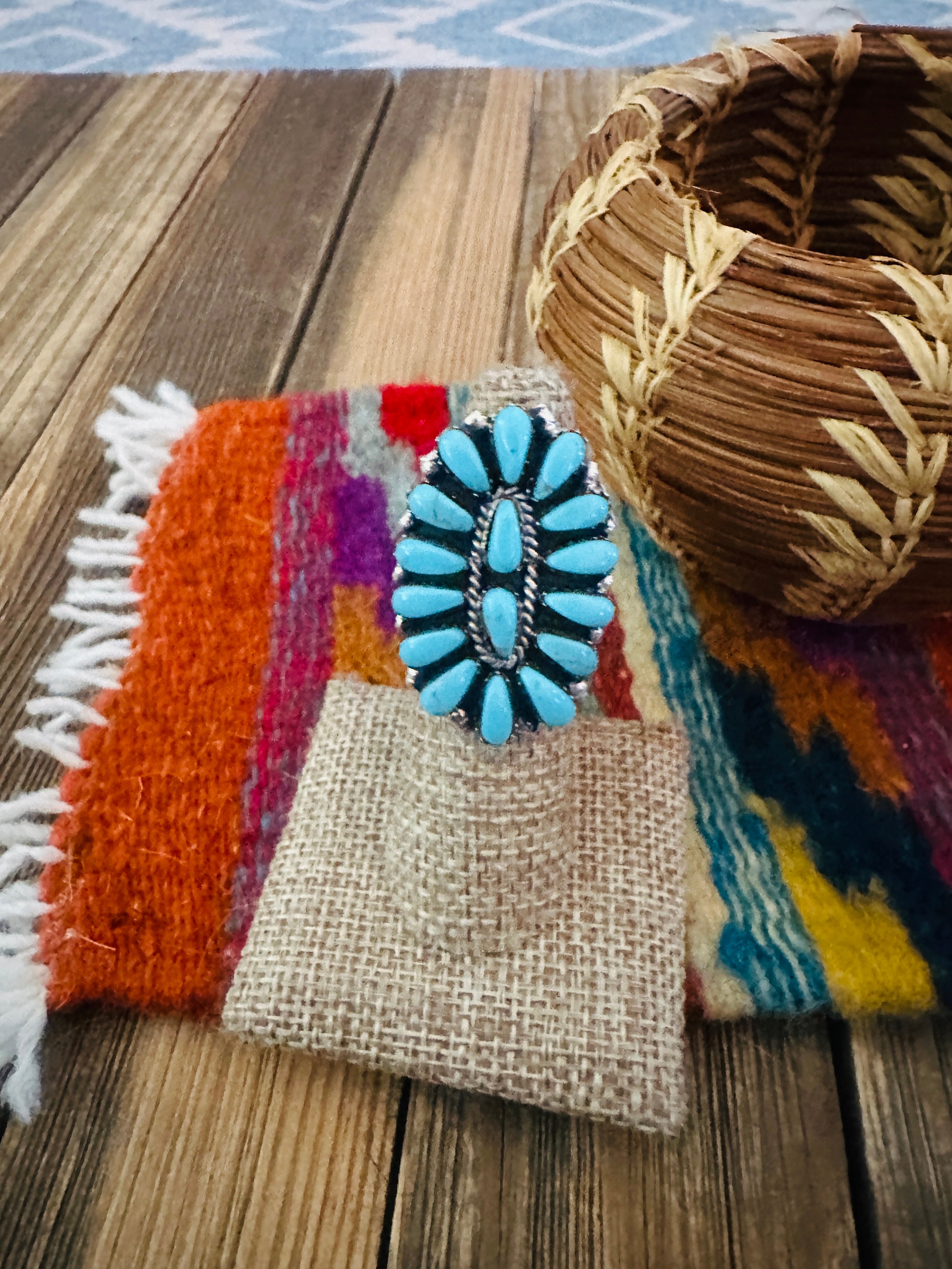 Handcrafted Turquoise & Sterling Silver Cluster Ring by Juliana Williams